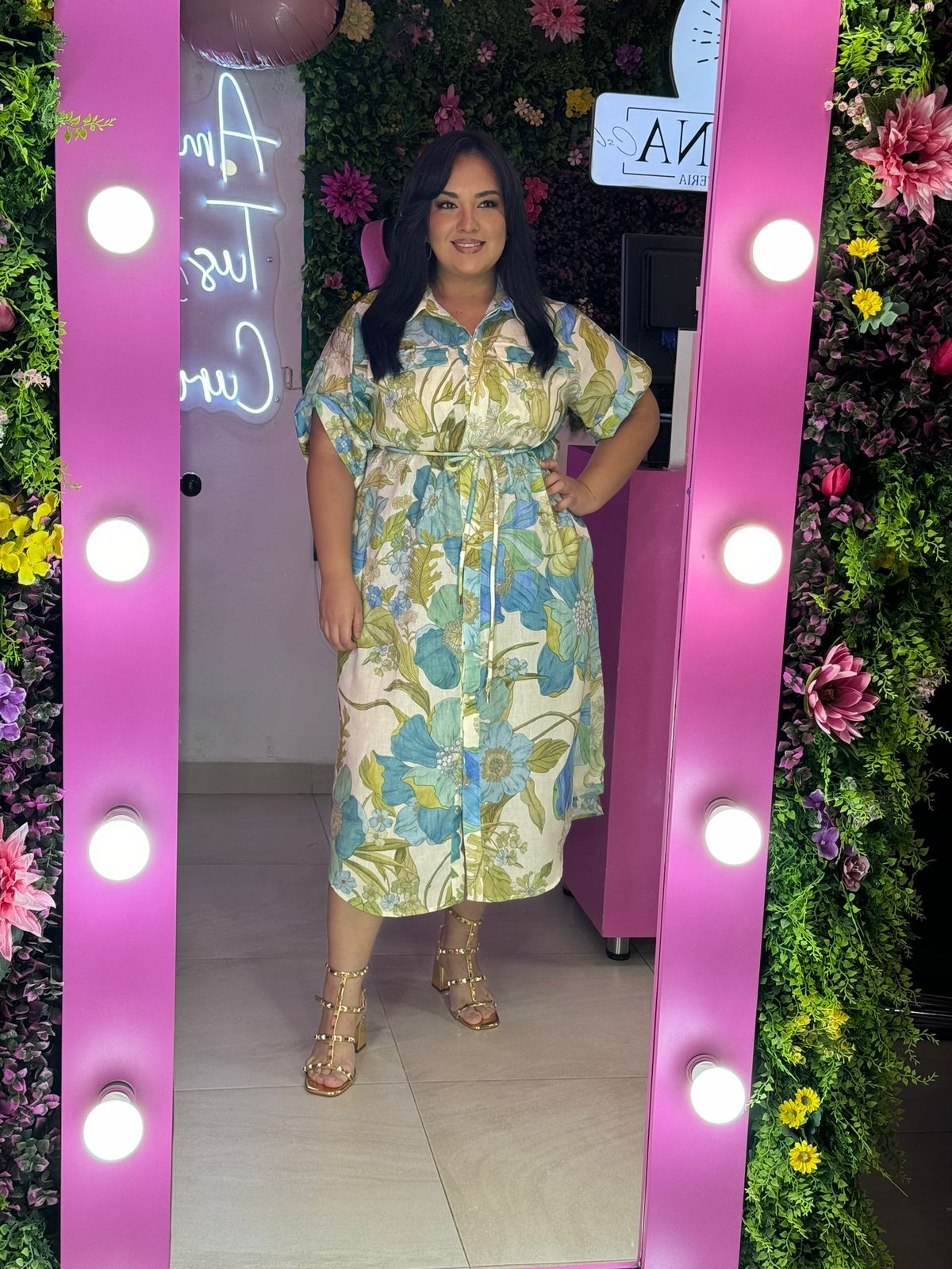 Vestido multicolor verde