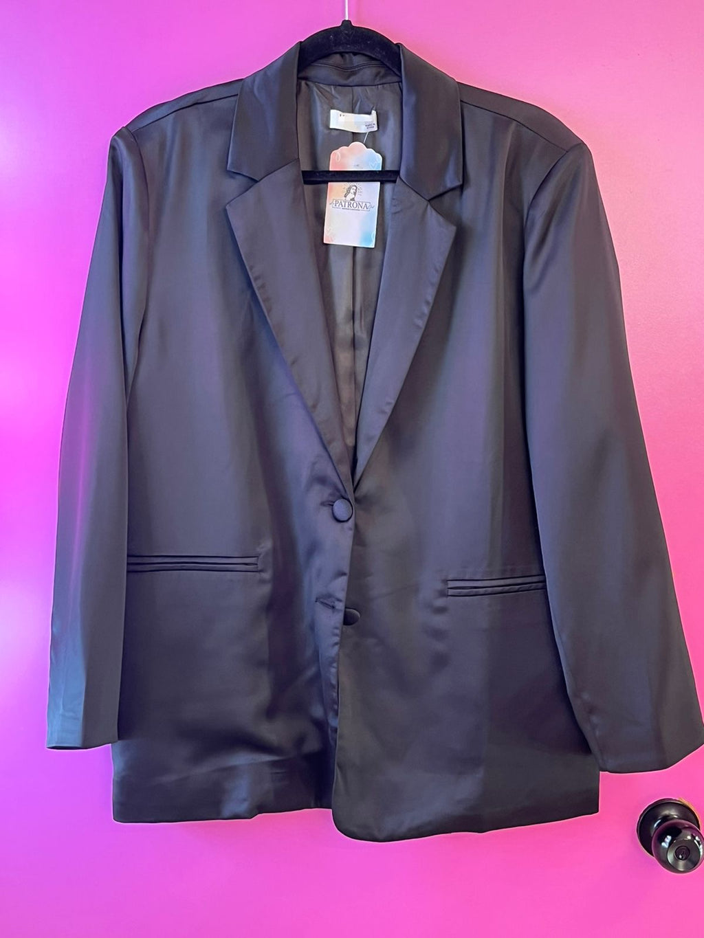 Blazer negro tipo satin