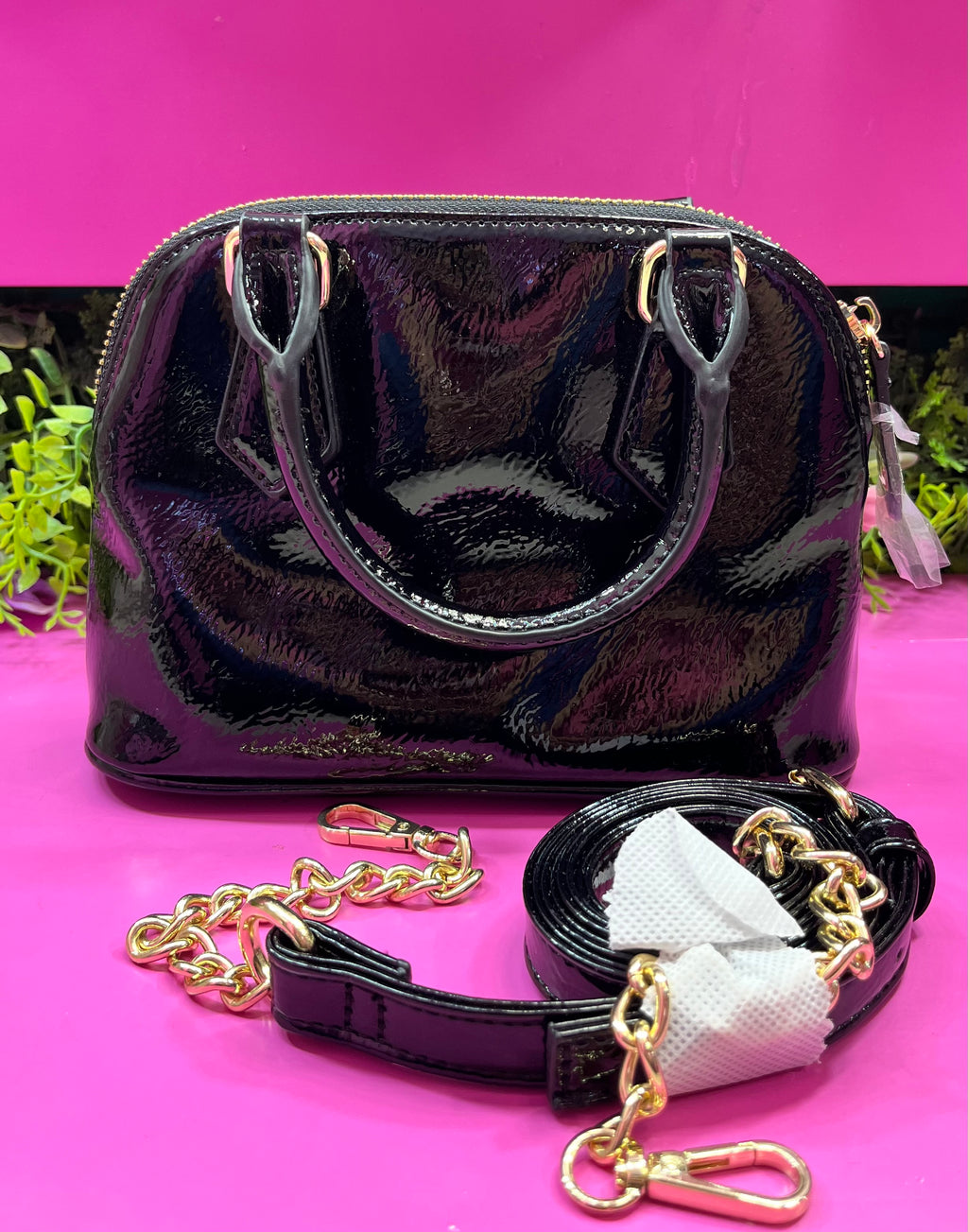 Bolsa guess negra mini charol