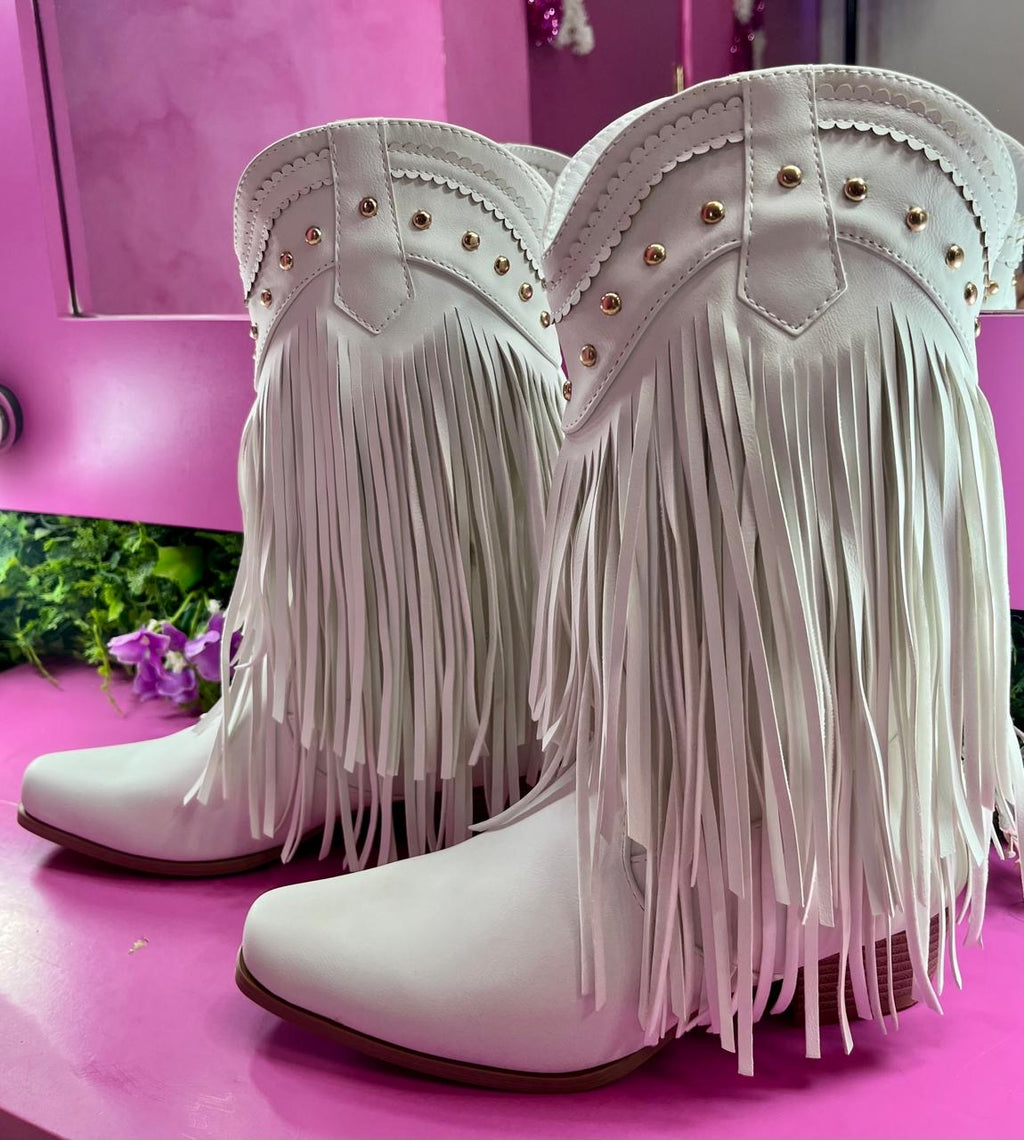 Bota corta de barbas blanca