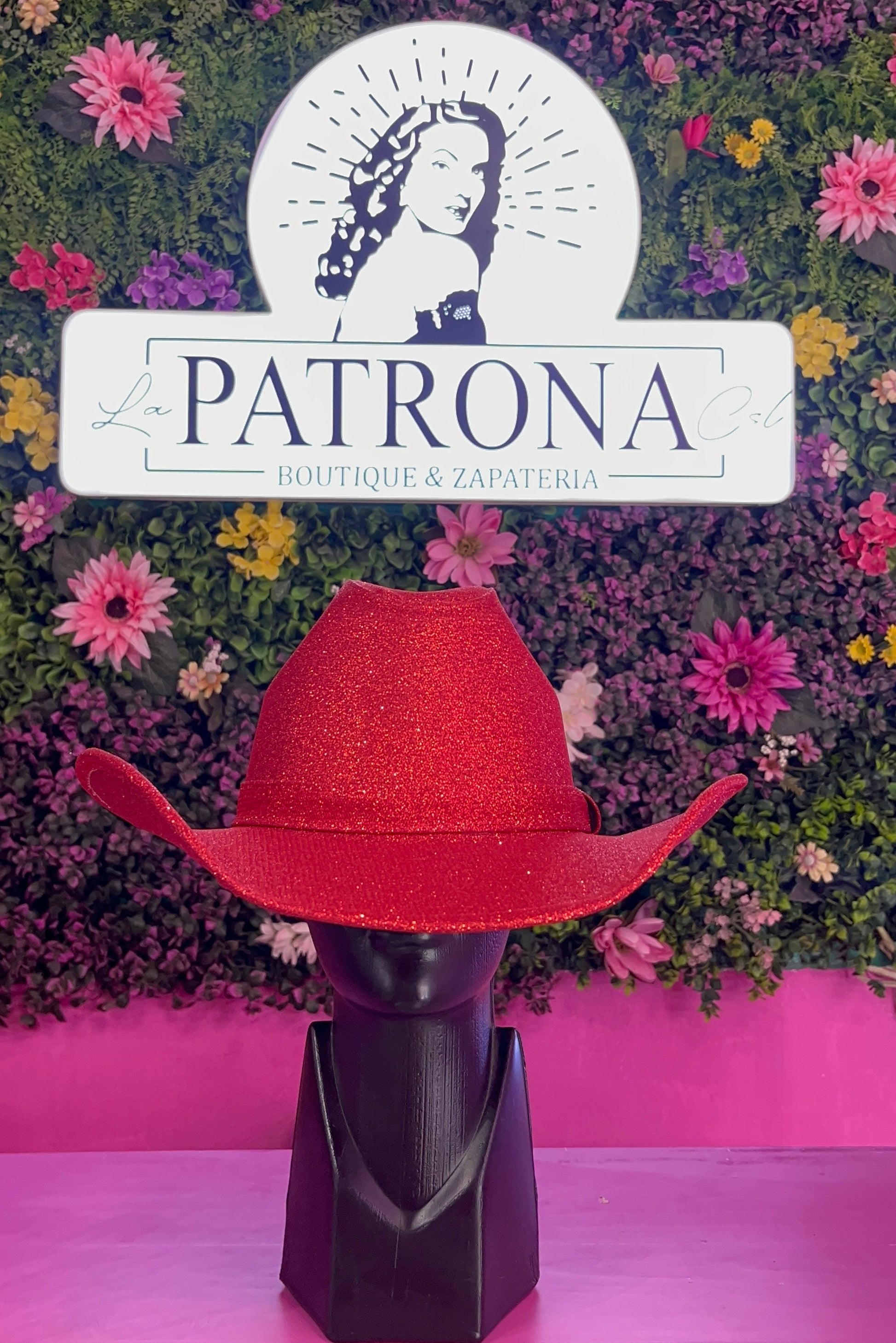 Sombrero rojo glitter liso