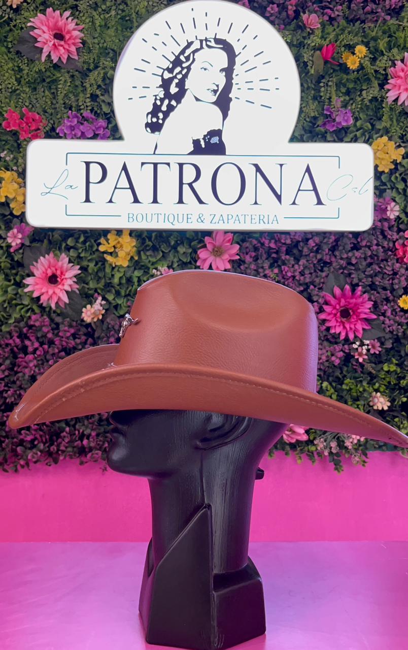 Sombrero vinipiel camel cuernuda