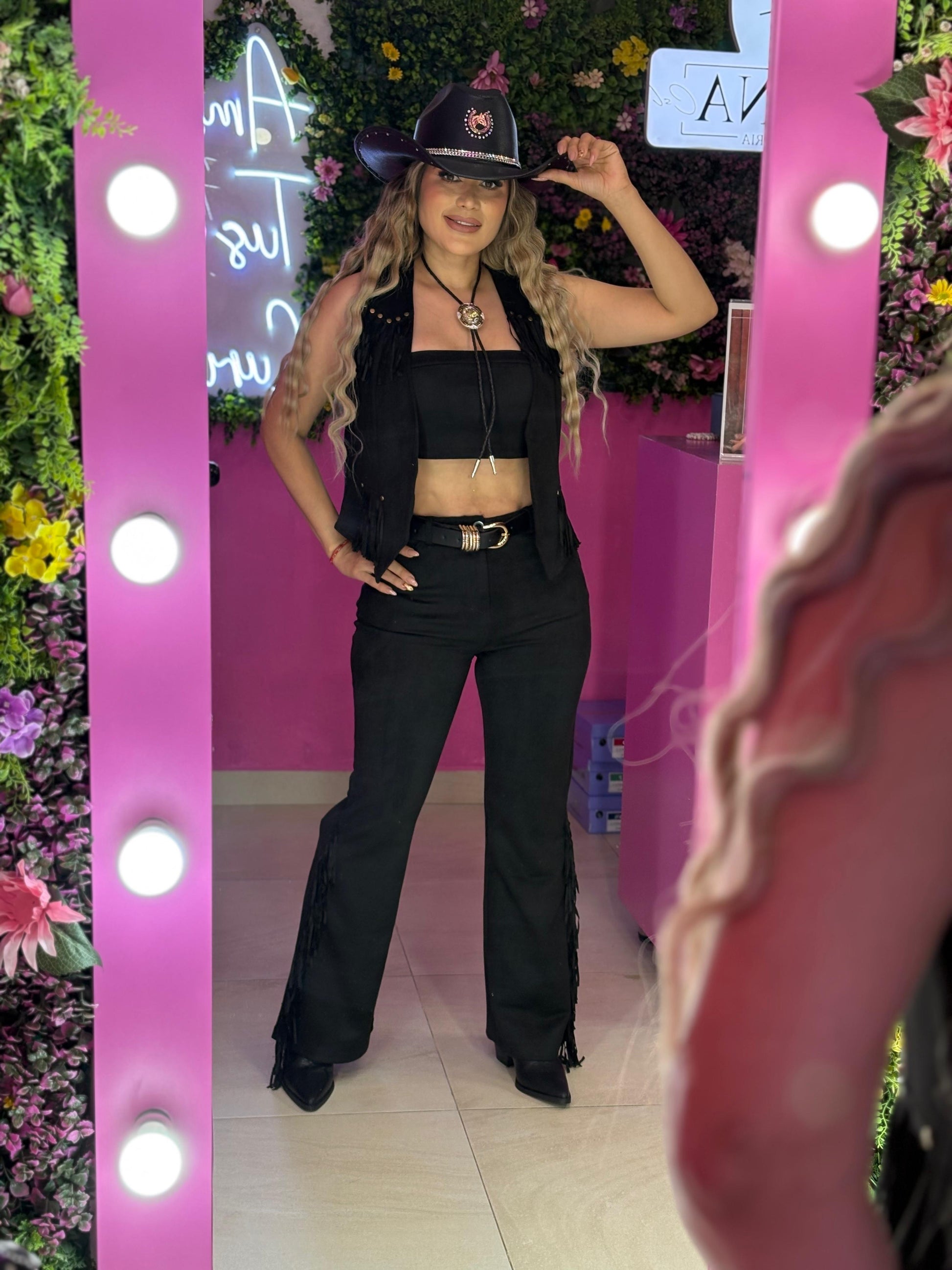 Set negro vaquero gamuza