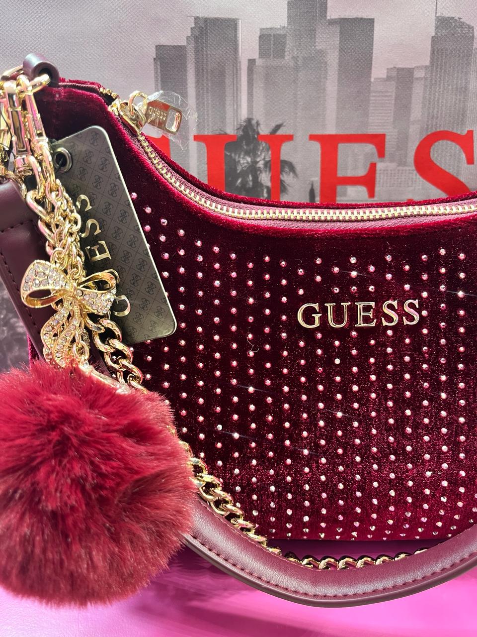 Bolsa guinda terciopelo guess