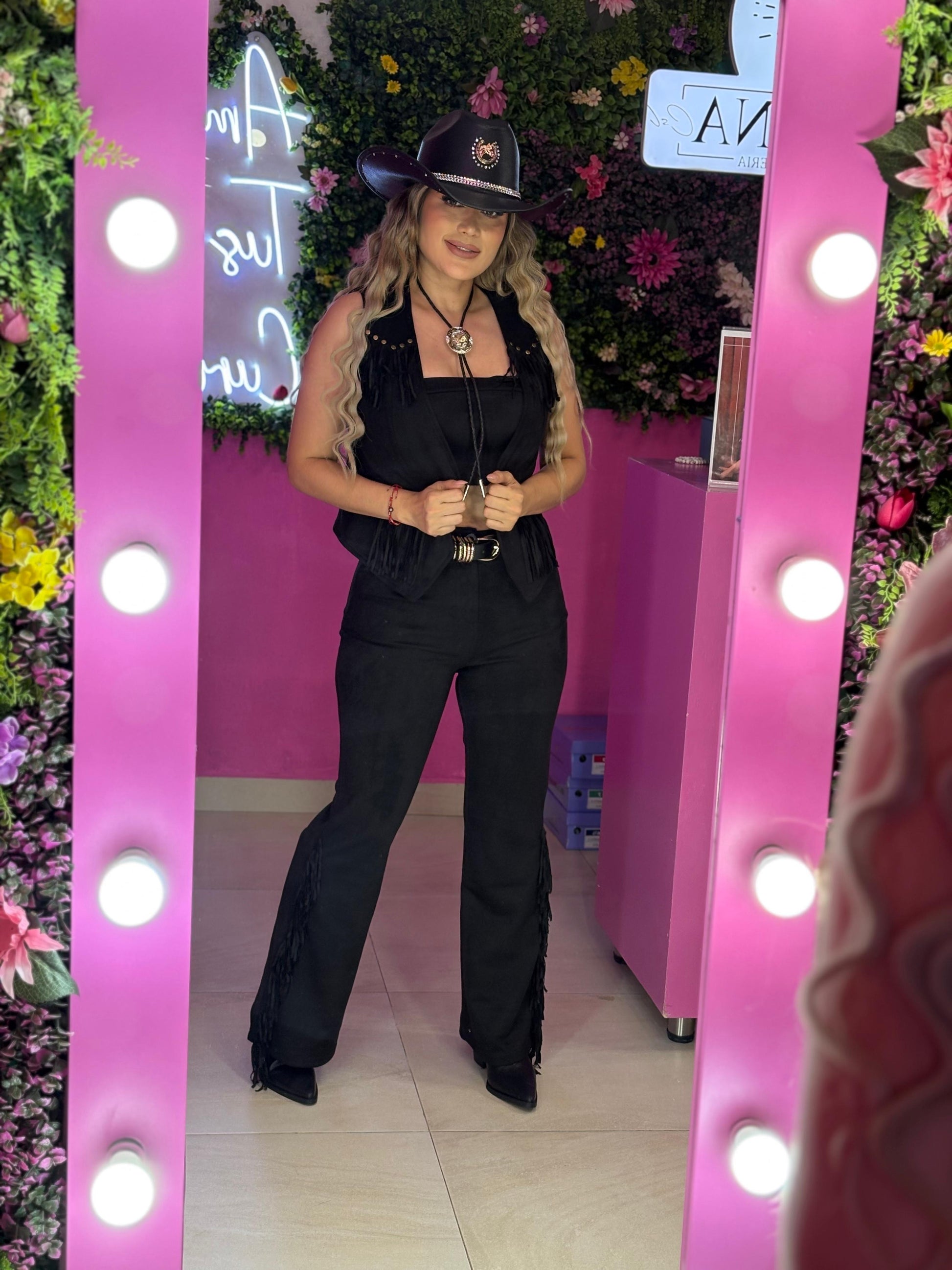 Set negro vaquero gamuza