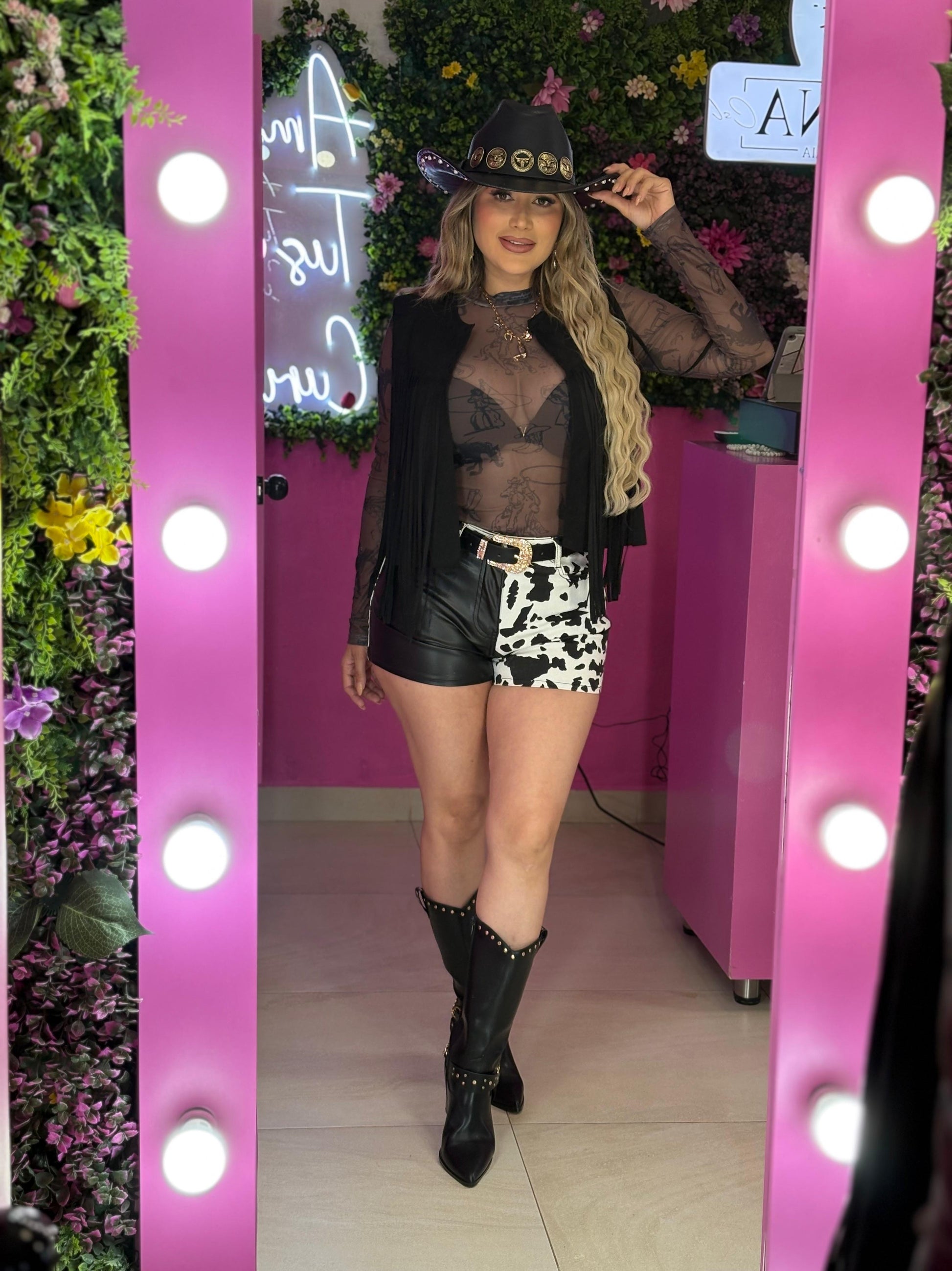 Short con estampado vaca