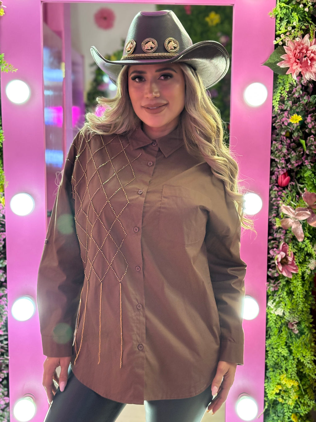 Camisa café oversized