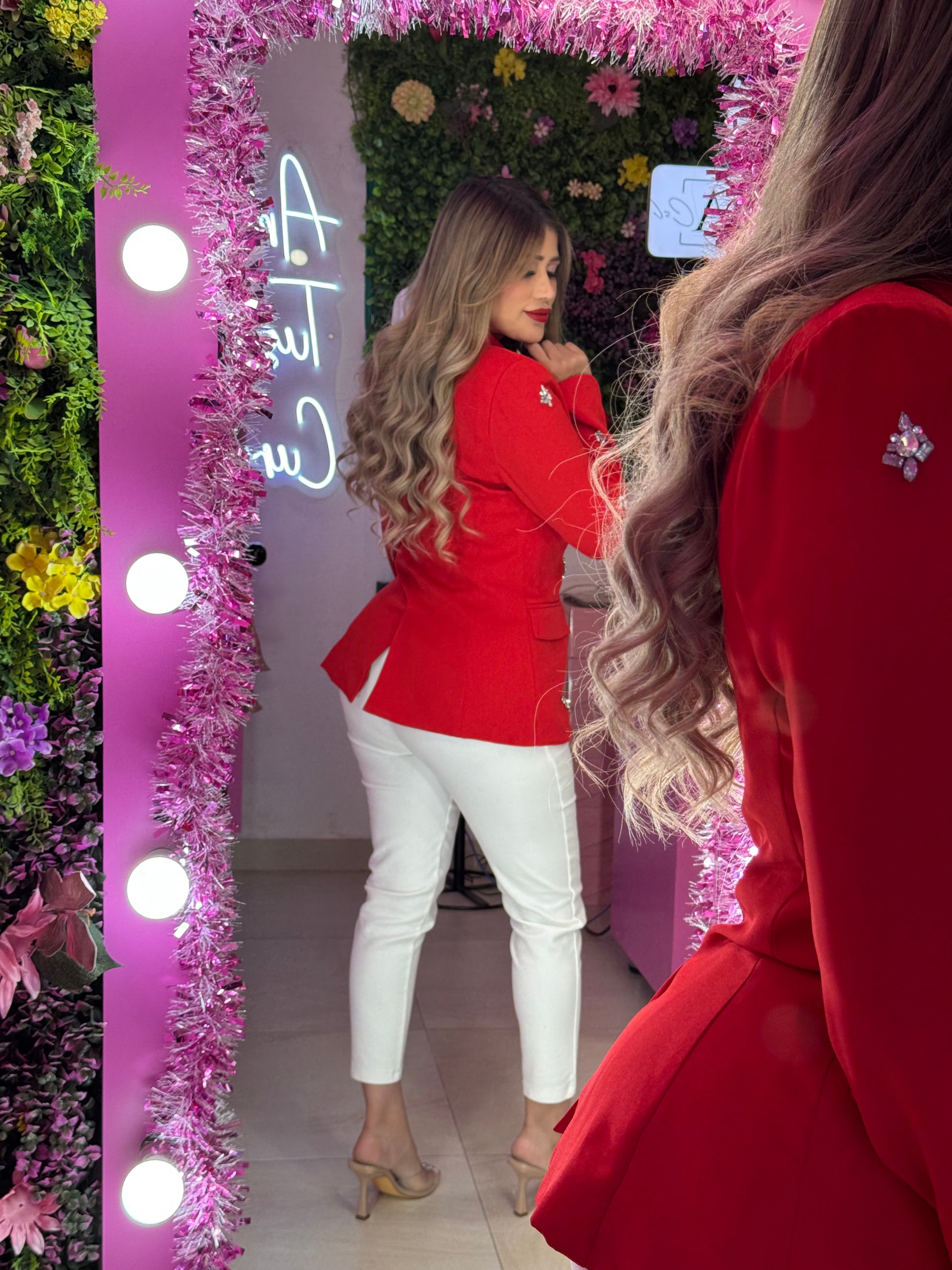 Blazer rojo con brillos