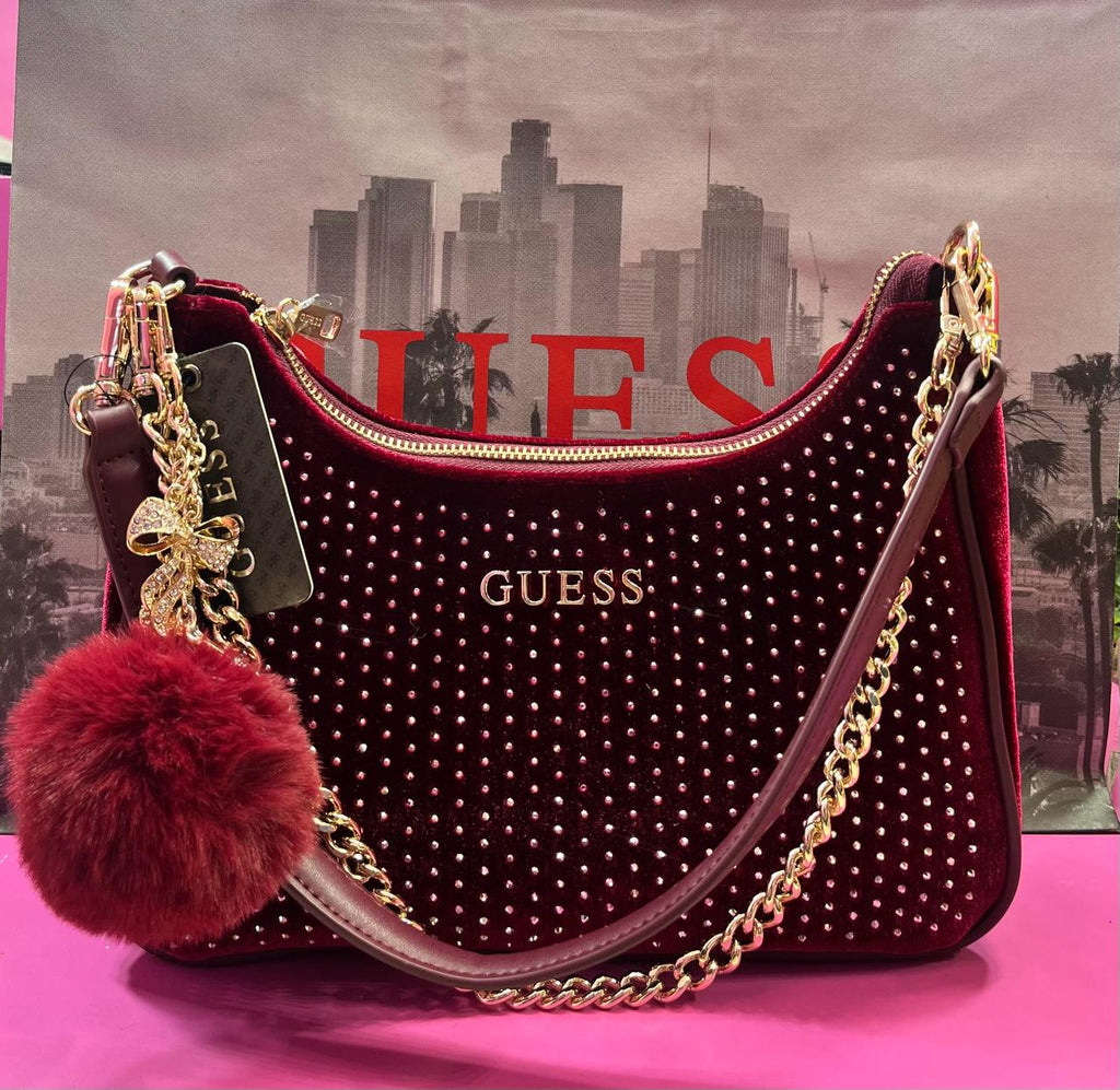 Bolsa guinda terciopelo guess