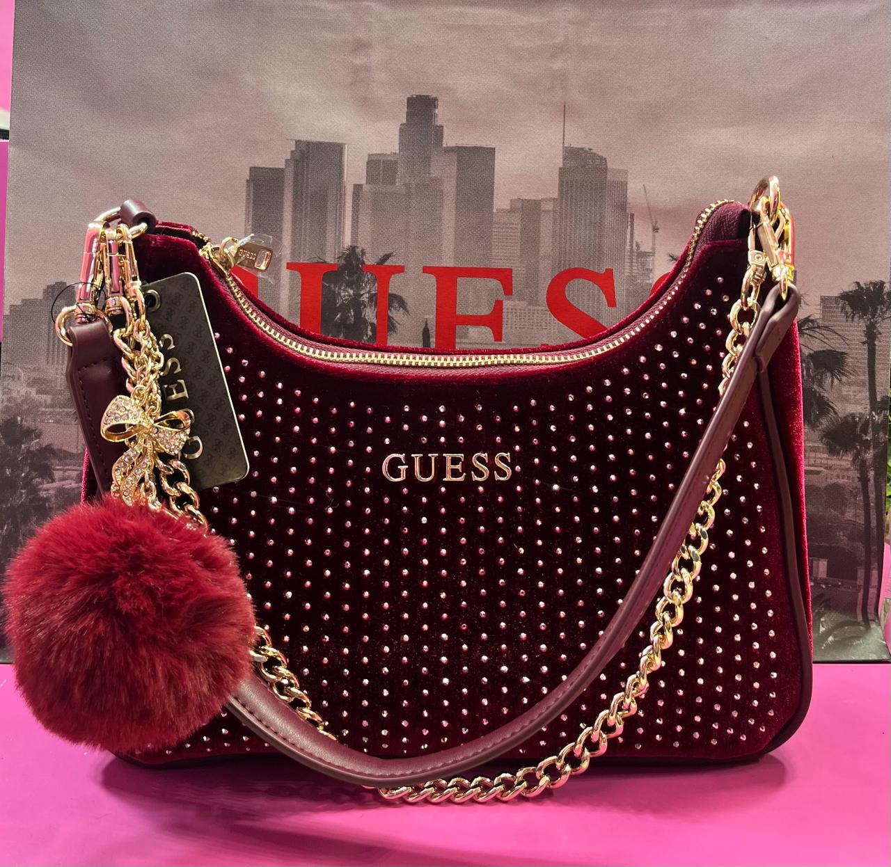 Bolsa guinda terciopelo guess