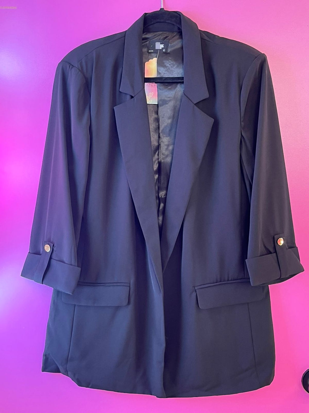 Blazer negro manga tres cuartos