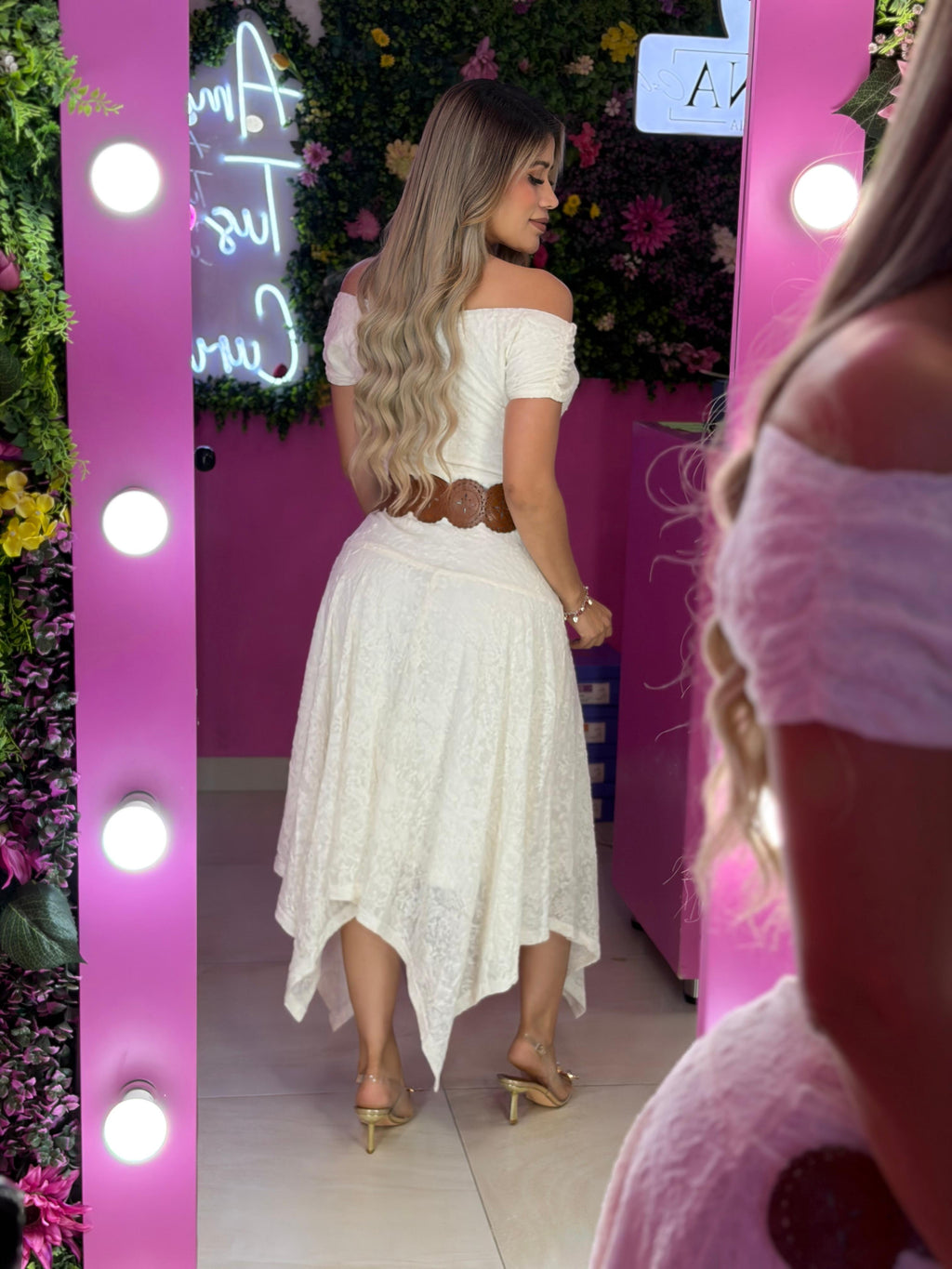 Vestido blanco corte campesina