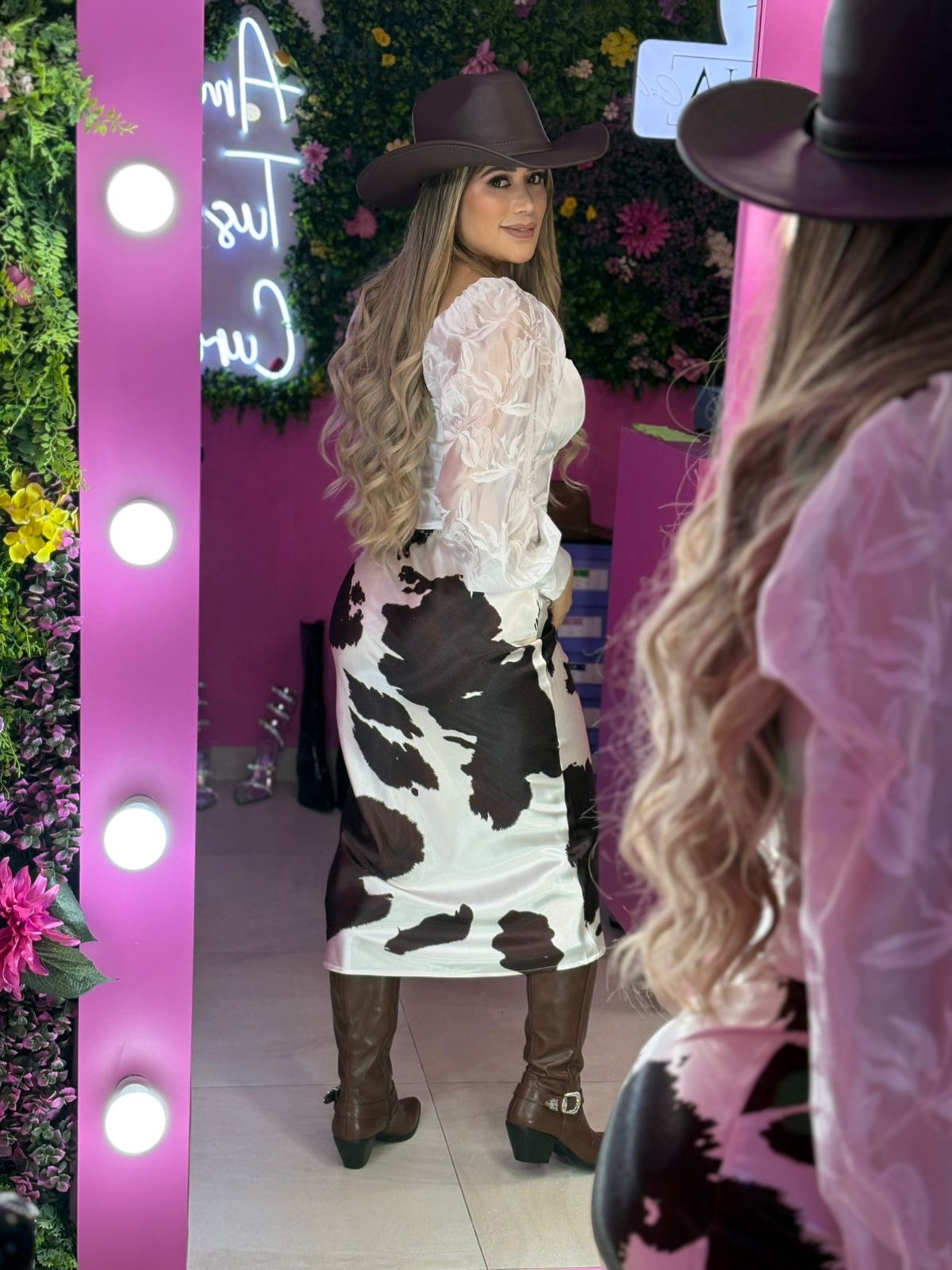 Falda vaquita larga de satin