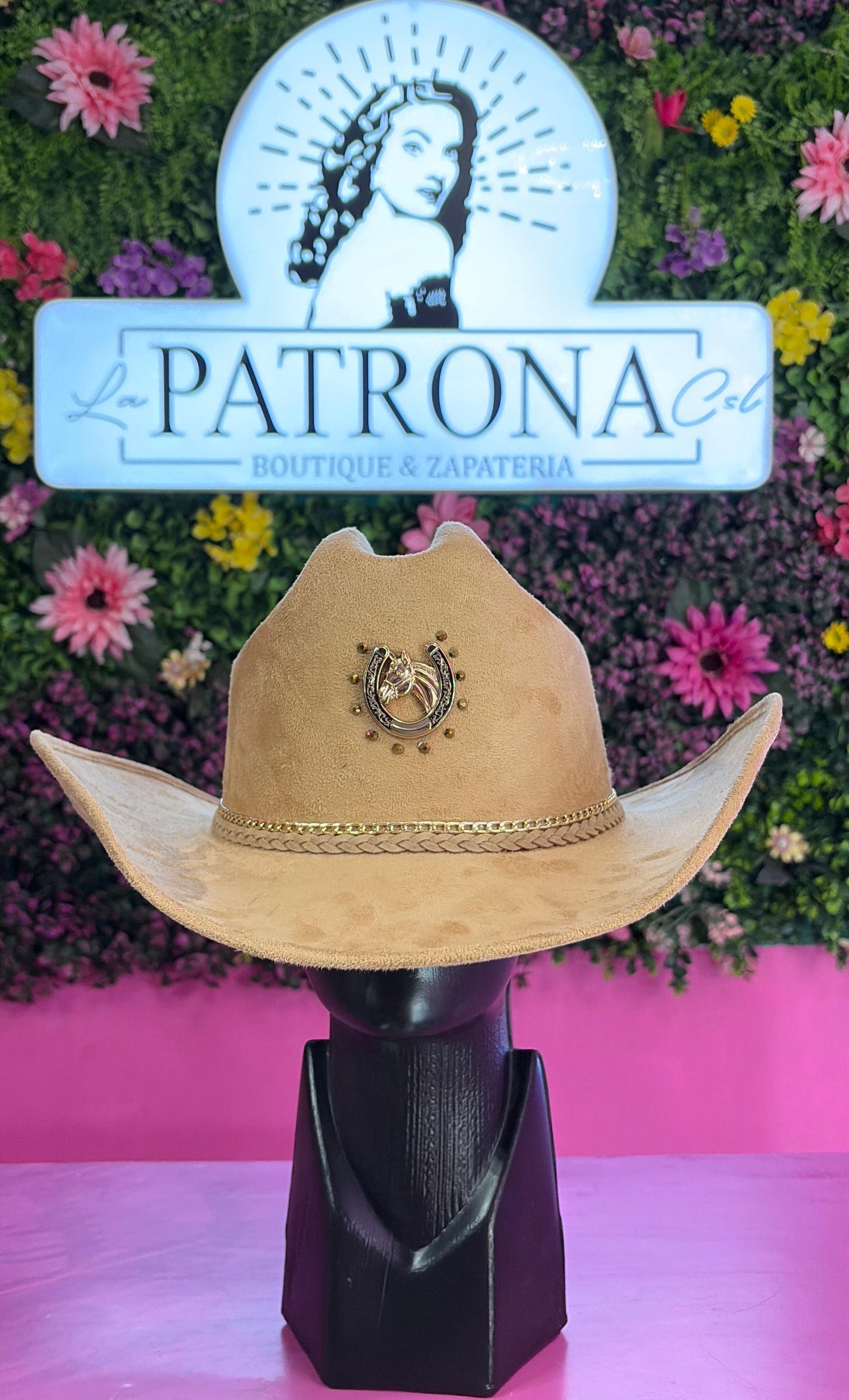 Sombrero cafe gamuza con herradura