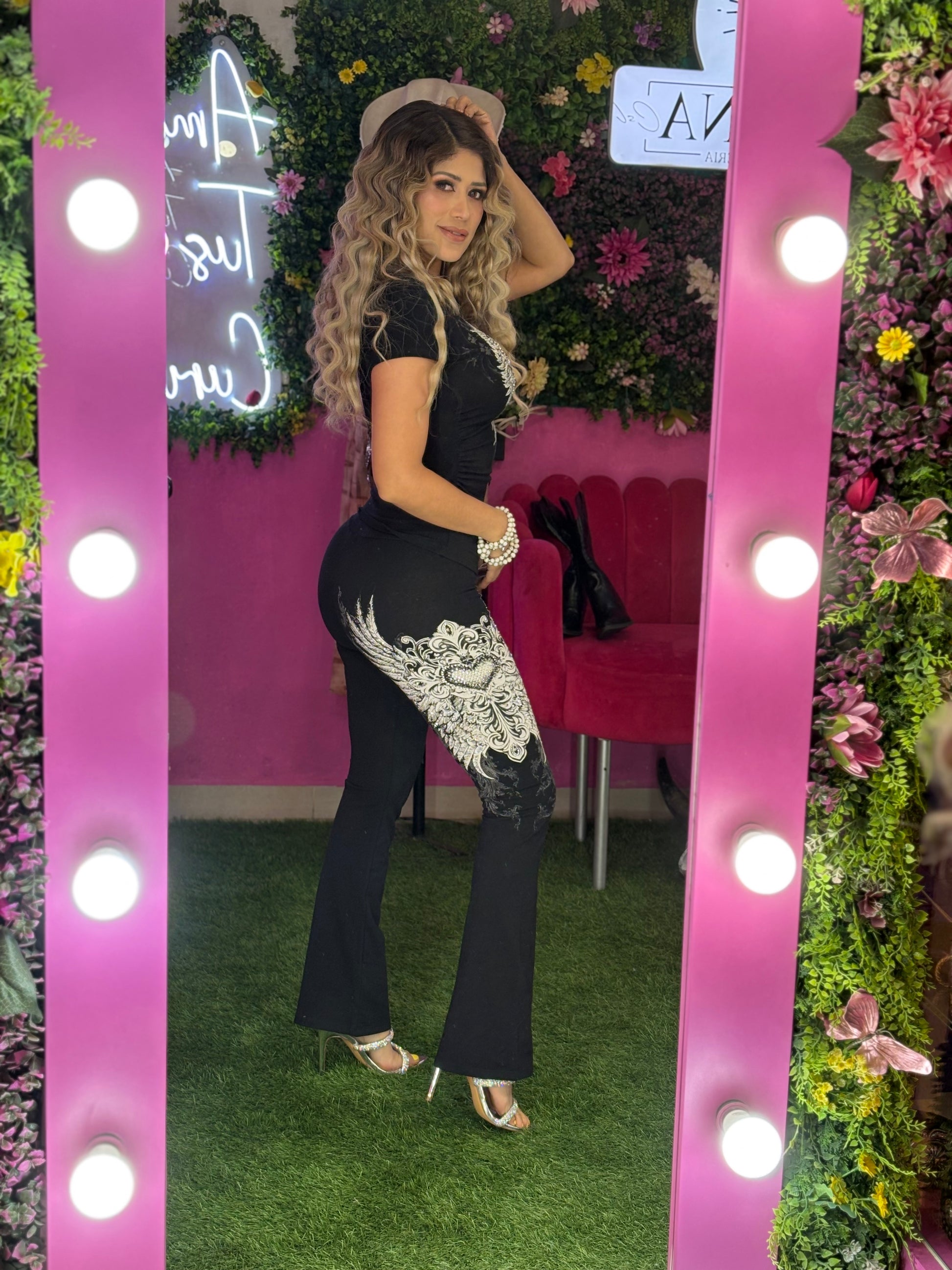 Set negro de corazón