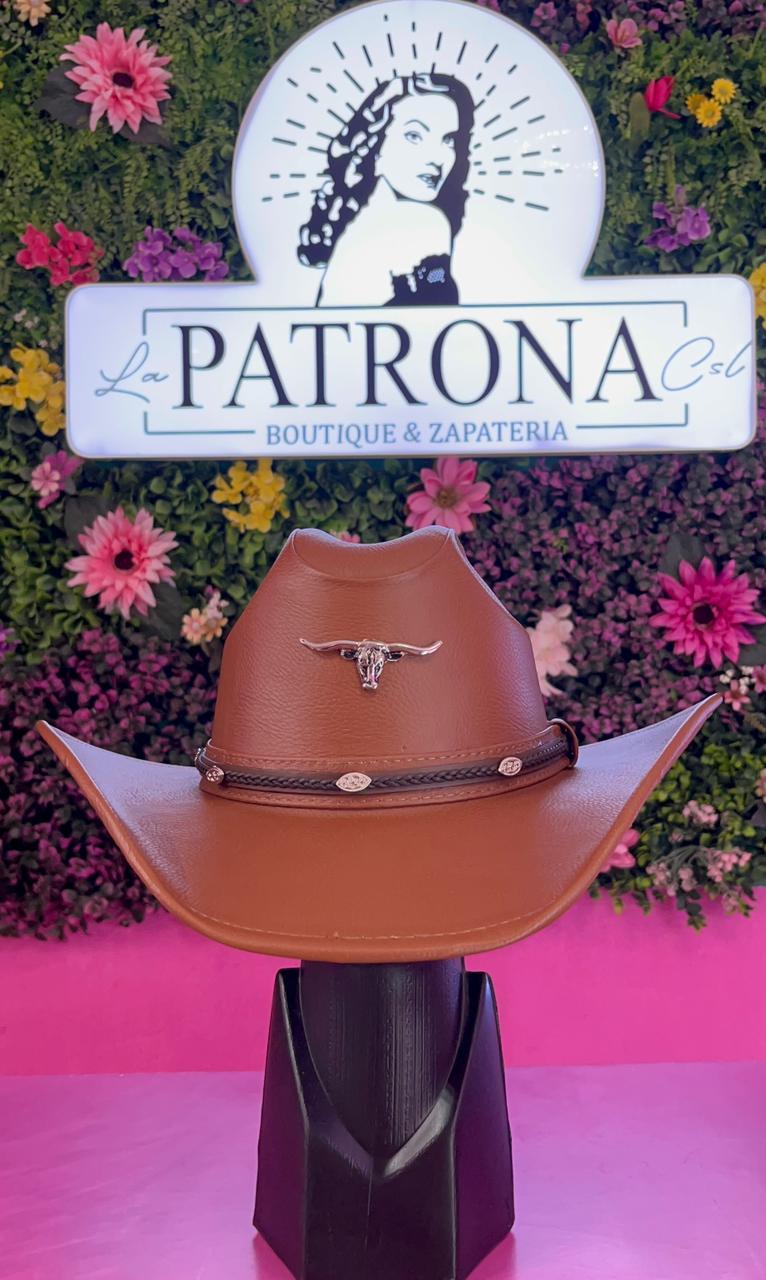 Sombrero vinipiel camel cuernuda