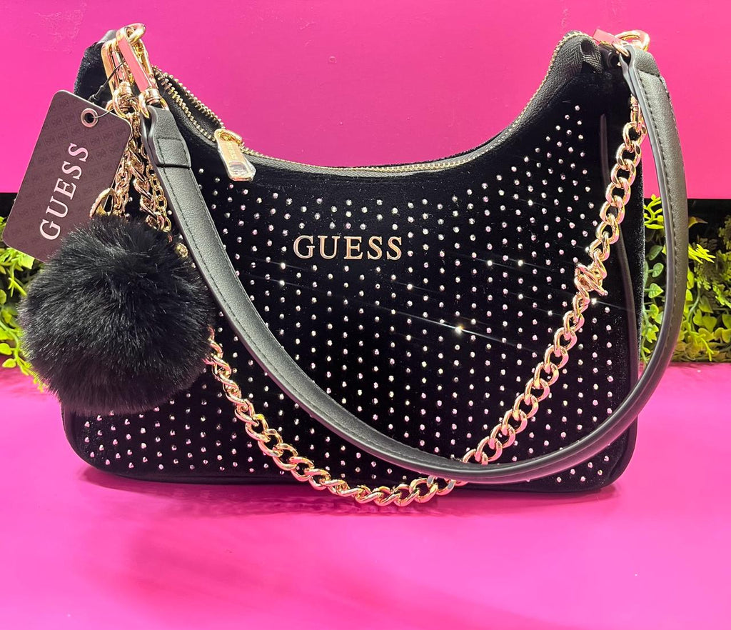 Bolsa negra guess de terciopelo