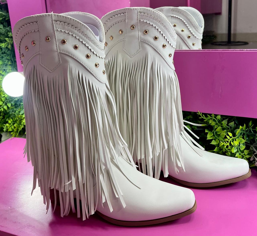 Bota corta de barbas blanca
