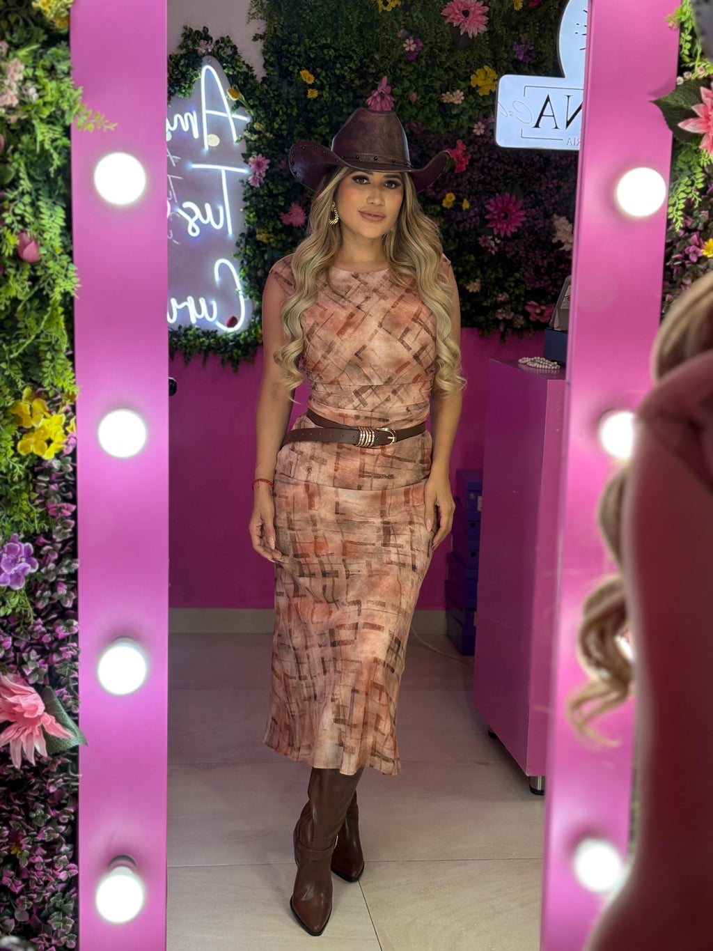 Vestido café multicolor