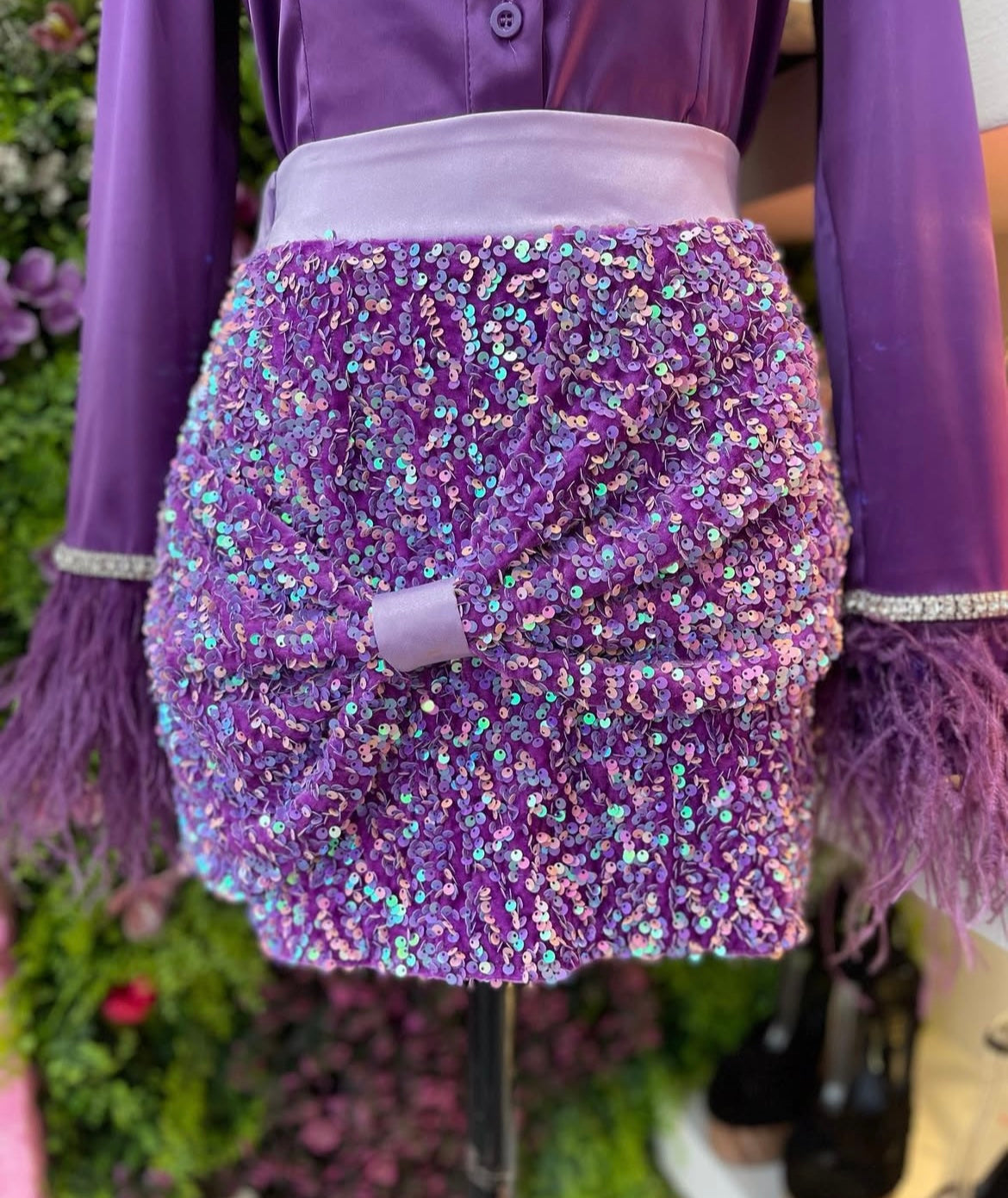Falda lentejuelas morada