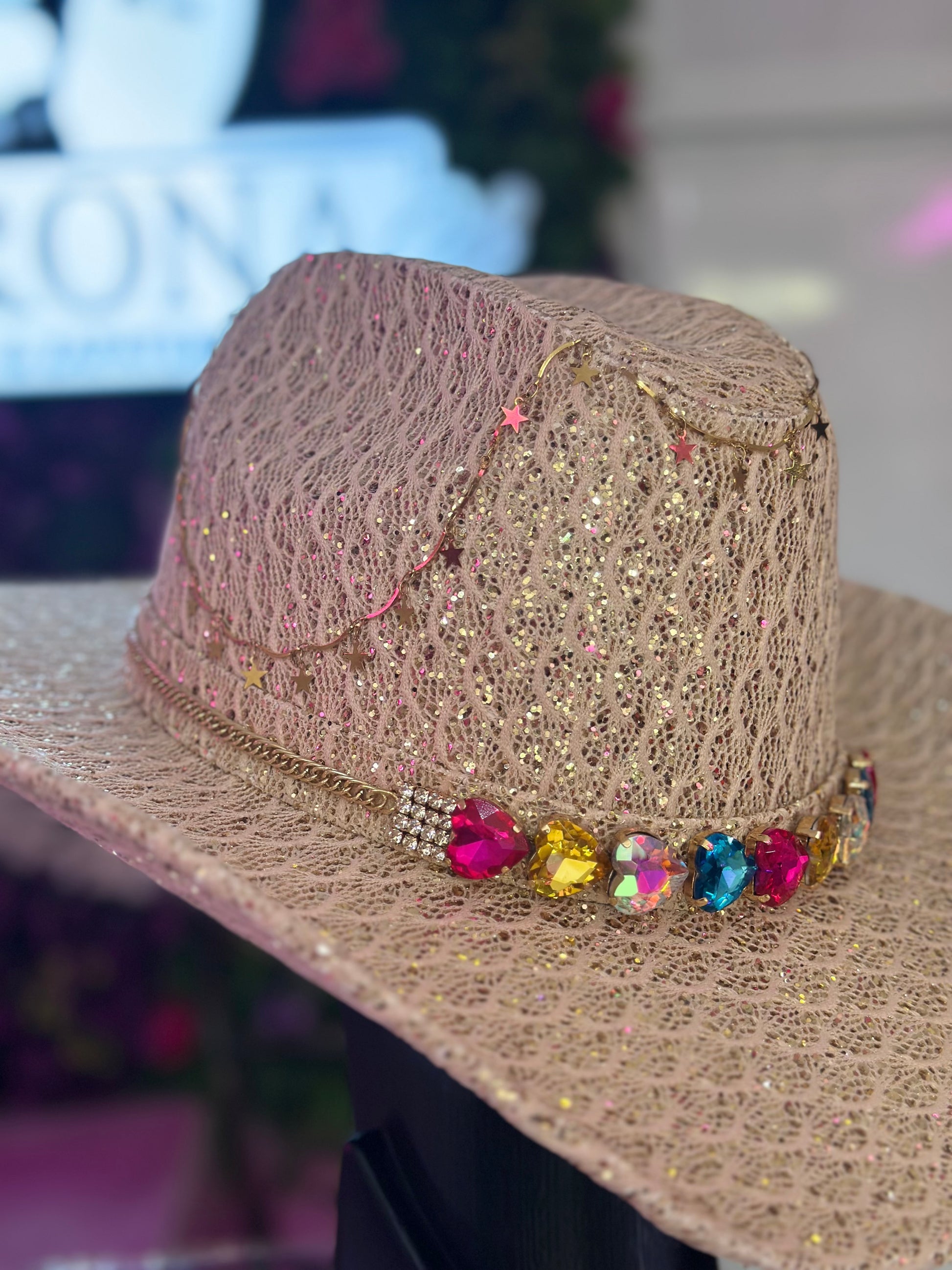 Sombrero dorado de glitter