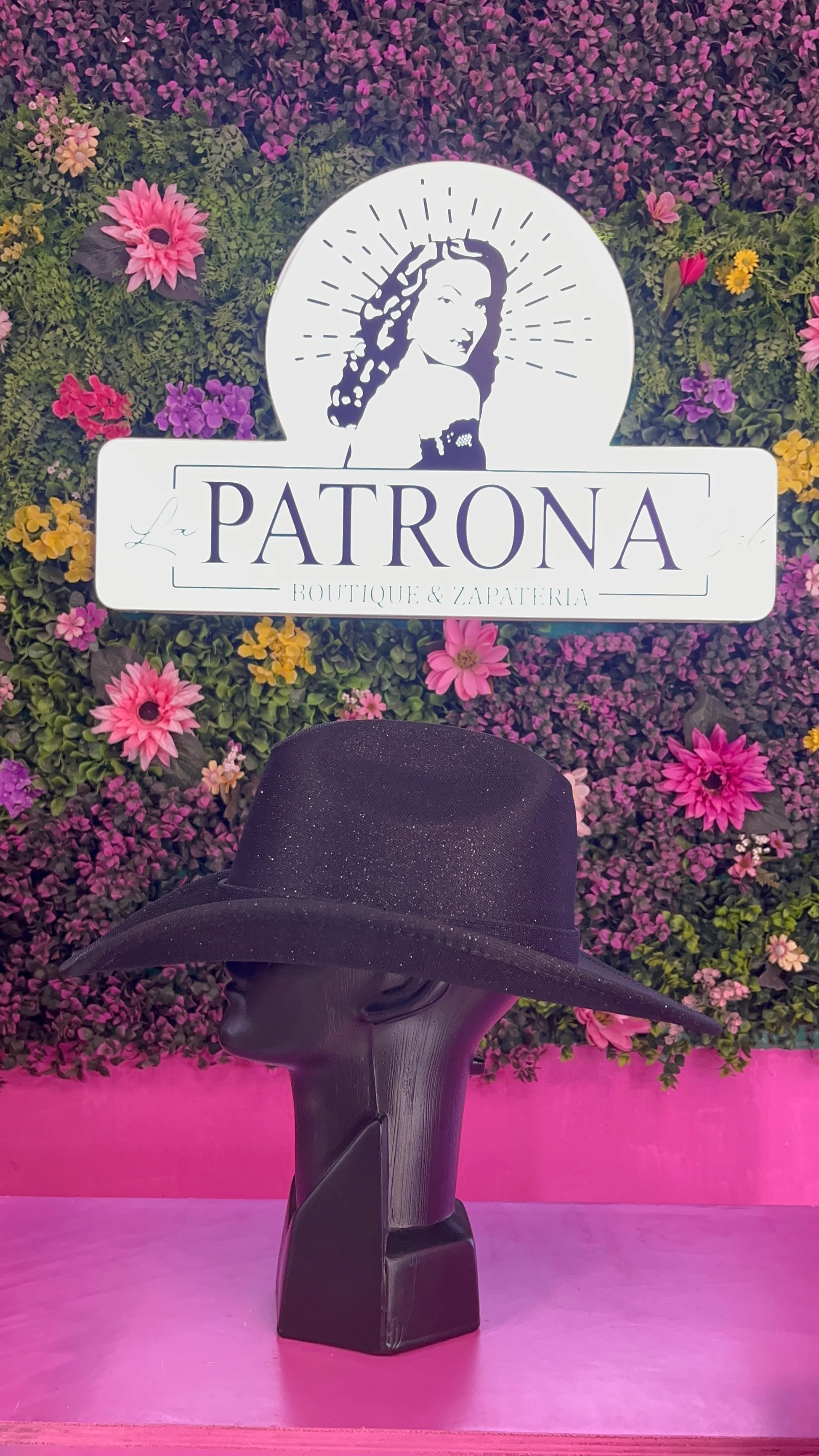 Sombrero negro glitter liso