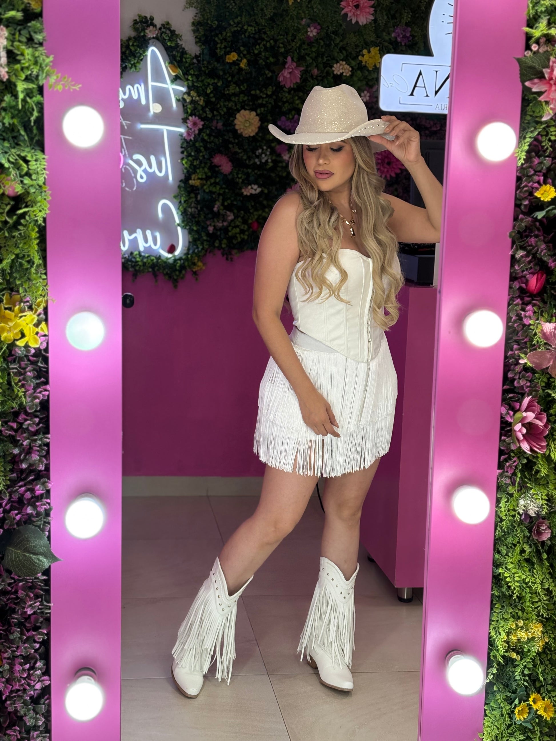 Corset blanco vinipiel.