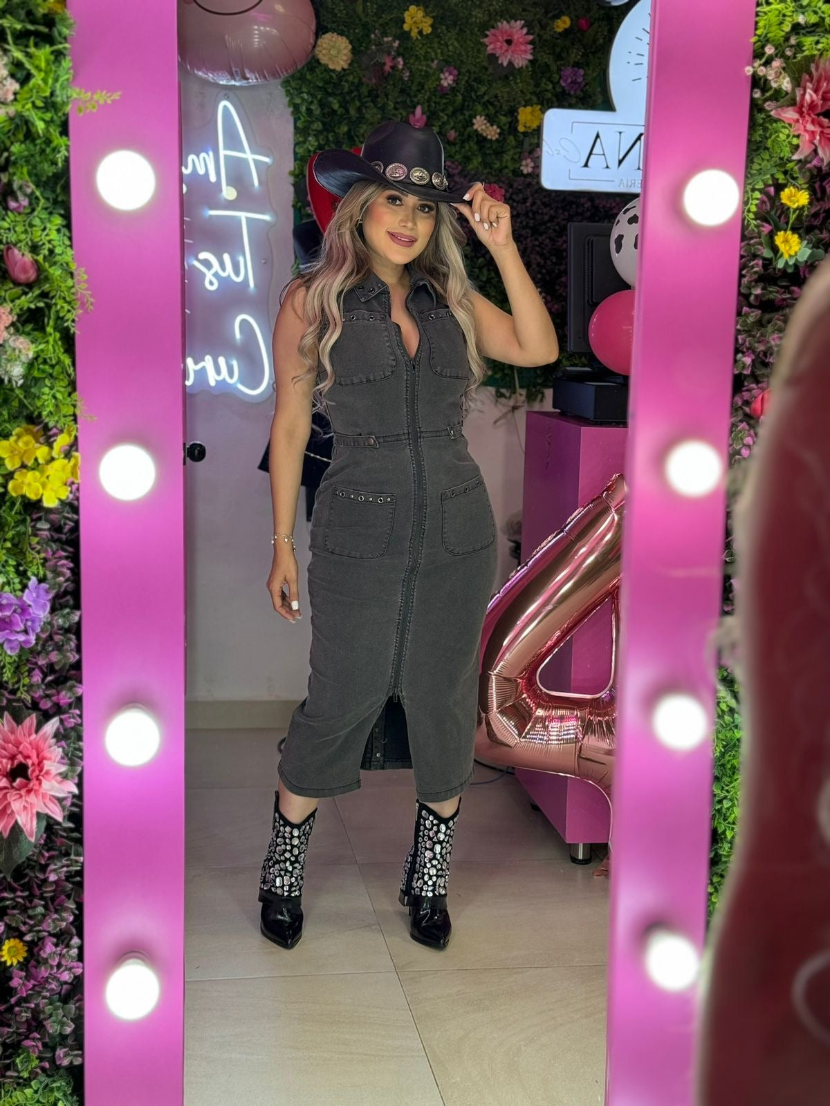 Vestido gris mezclilla