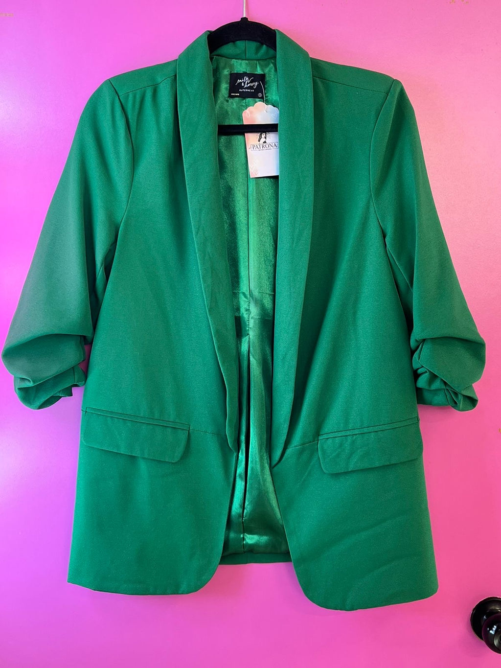Blazer verde manga tres cuartos