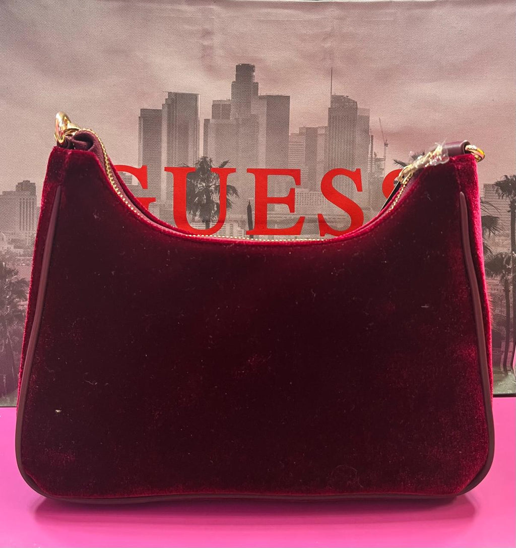 Bolsa guinda terciopelo guess