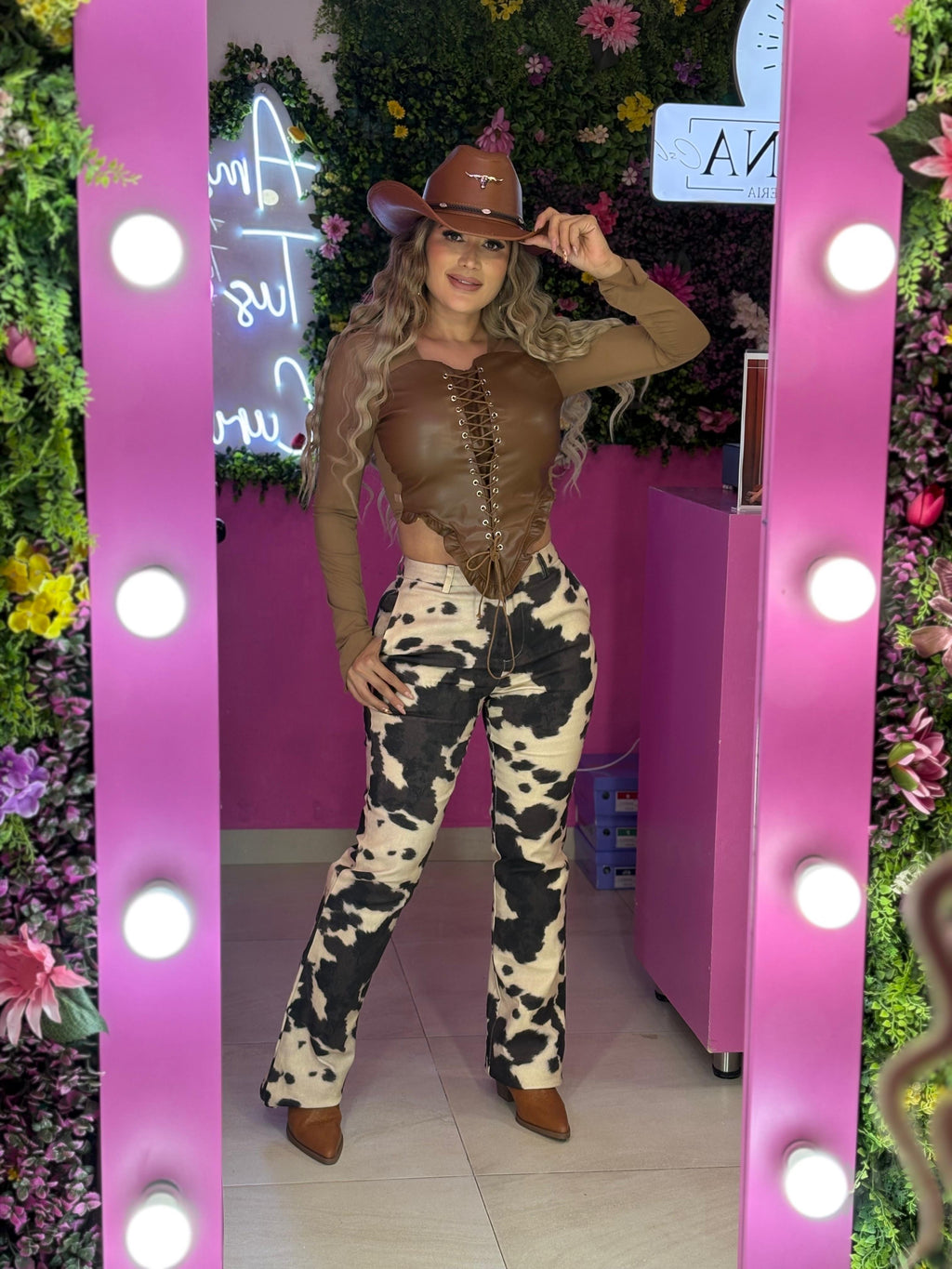 Pantalon estampado de vaca