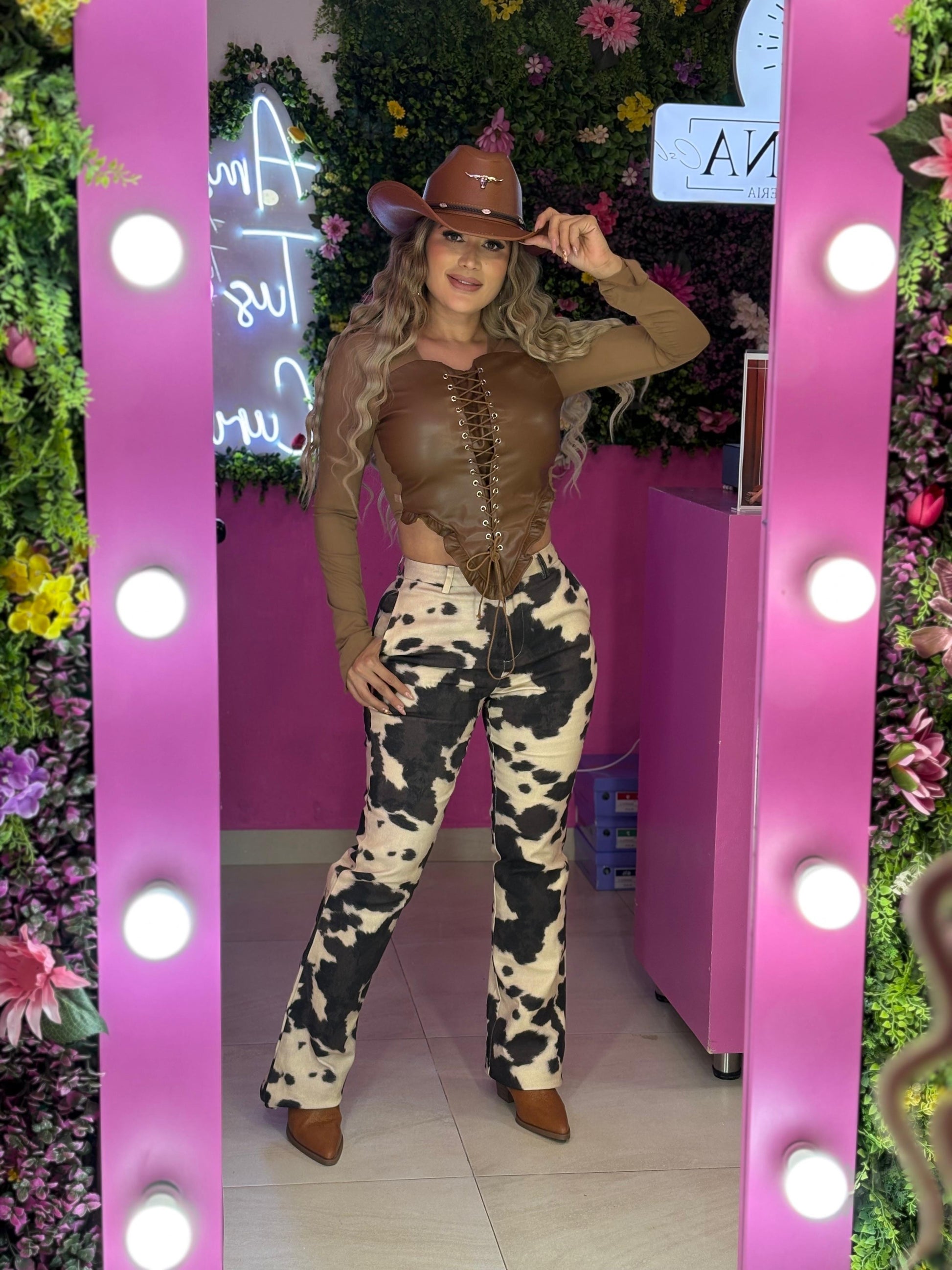 Pantalon estampado de vaca