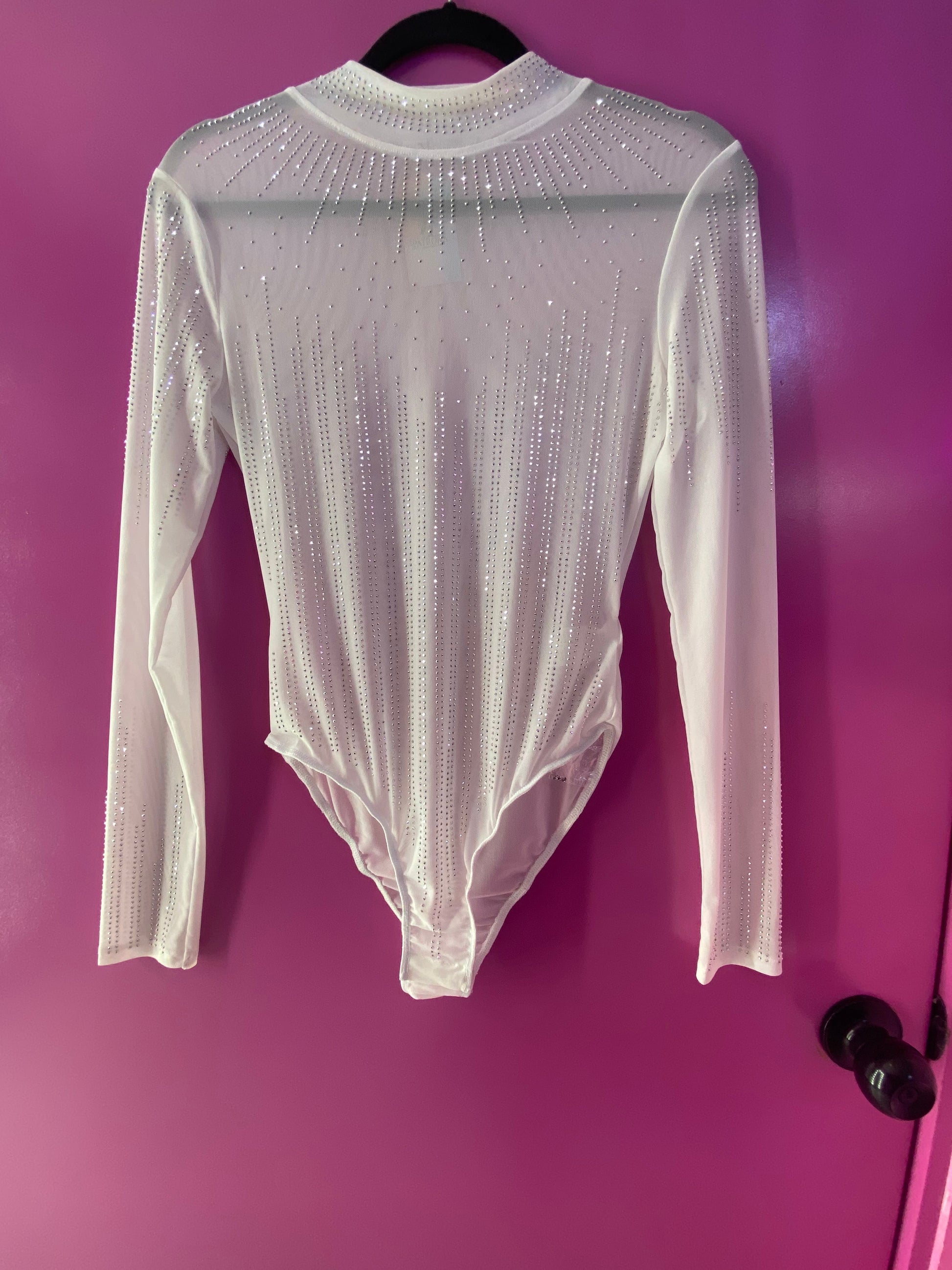 Panty blusa mesh blanca brillos