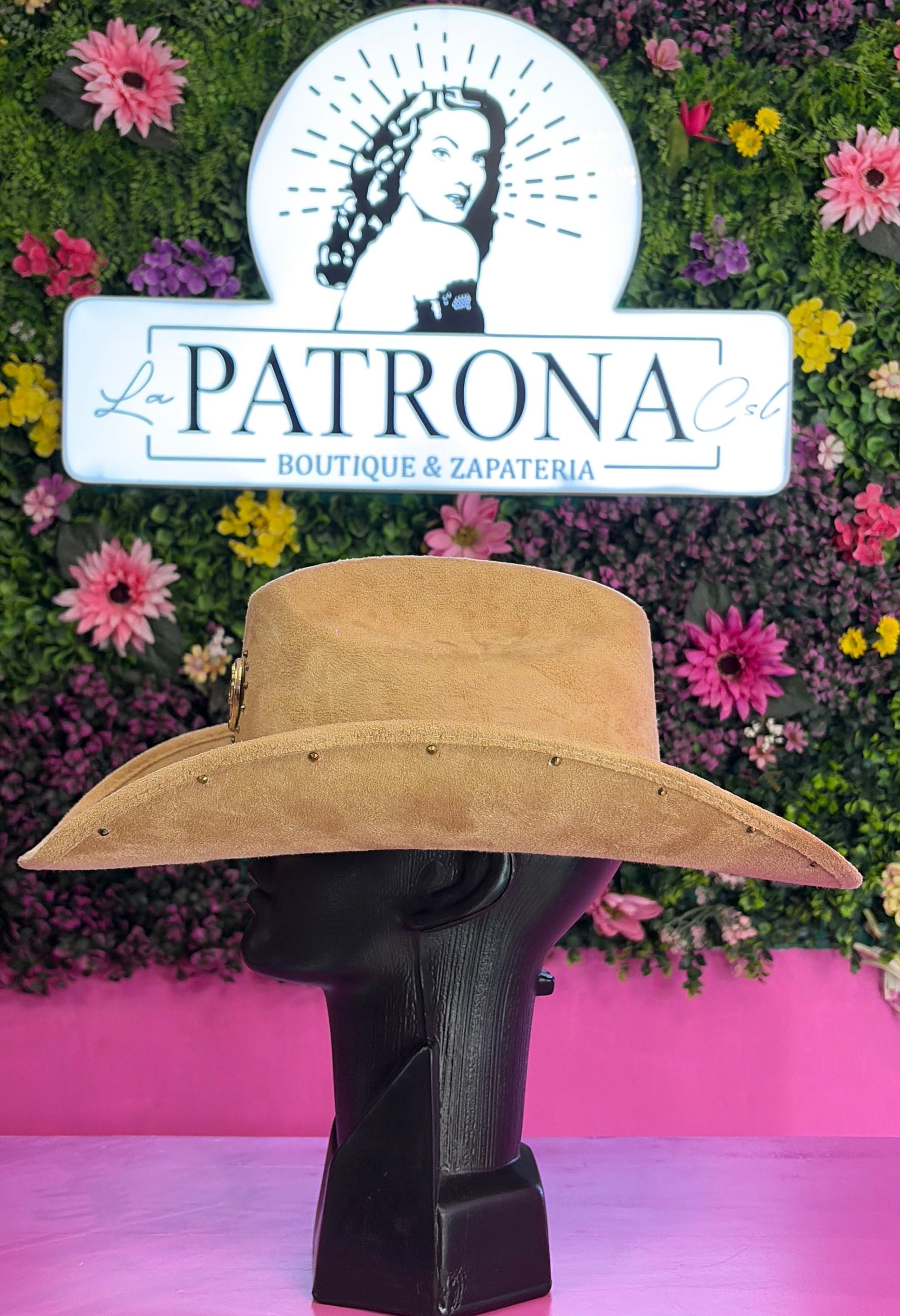 Sombrero cafe gamuza con herradura