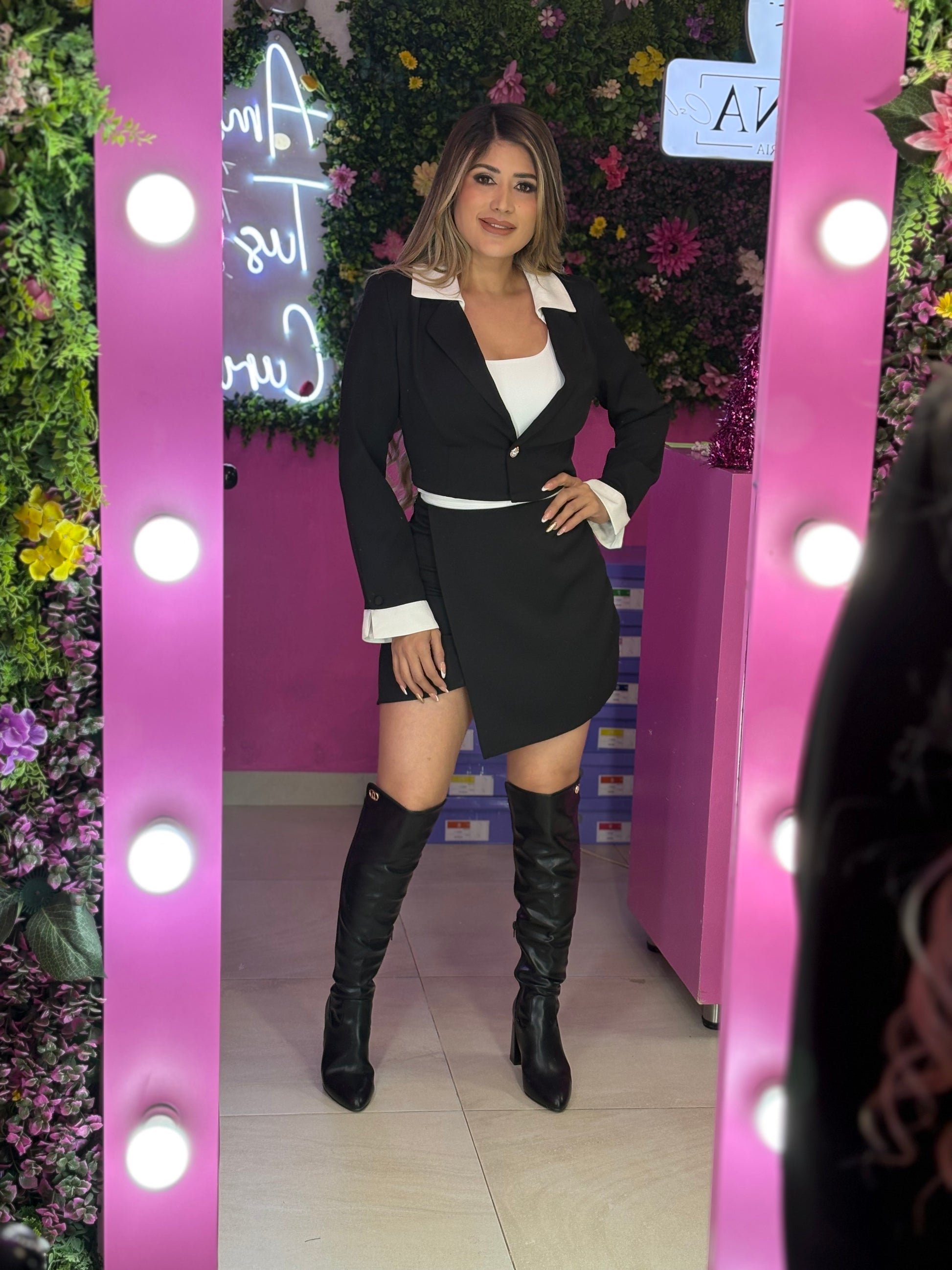 Set blanco y negro falda