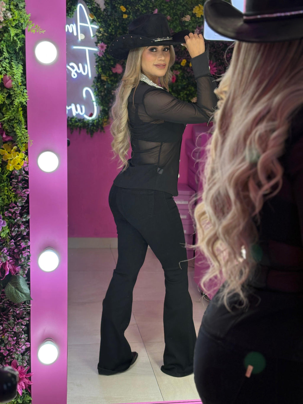 Camisa mesh con Perlas
