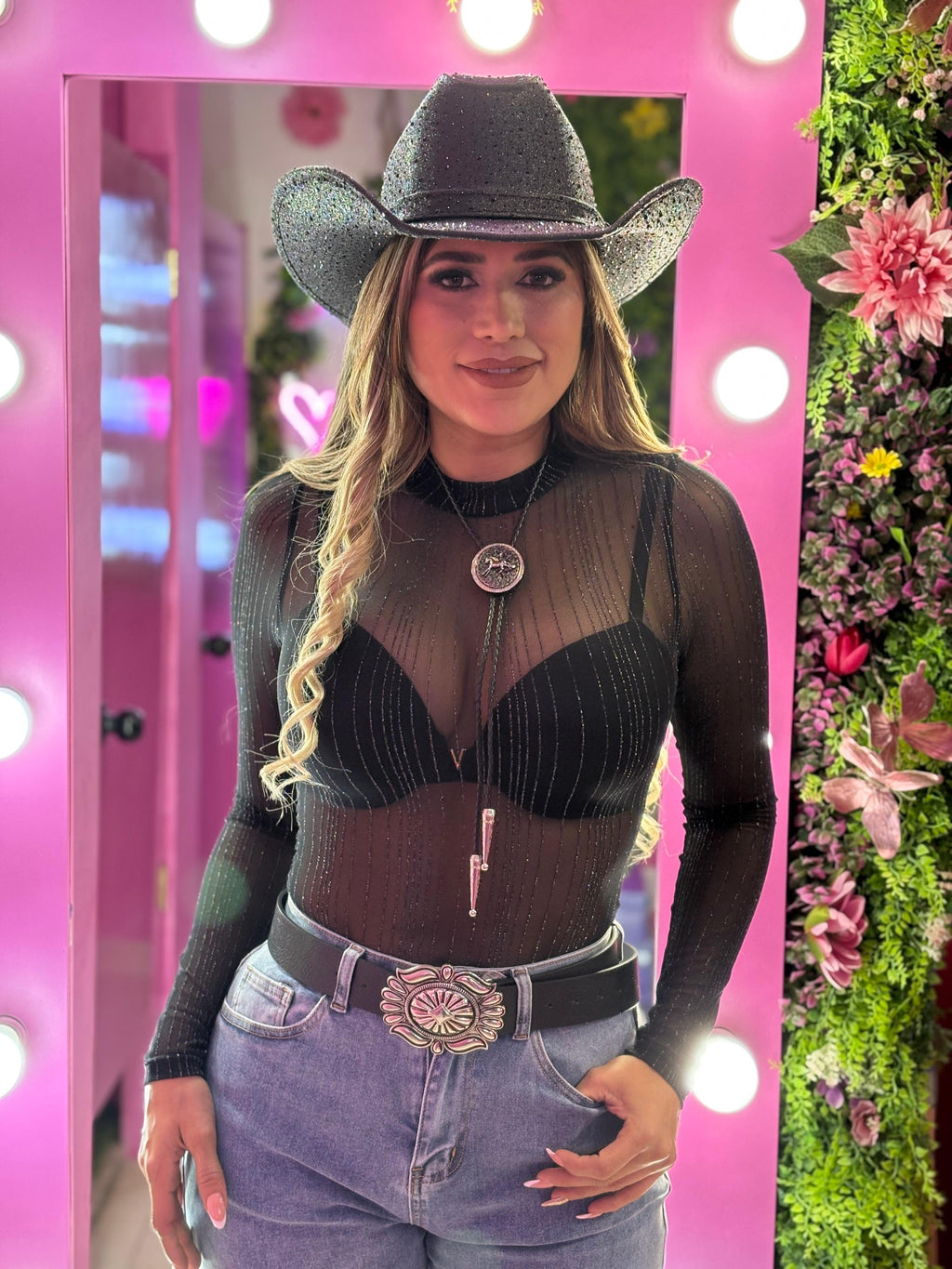 Panty blusa mesh con destellos