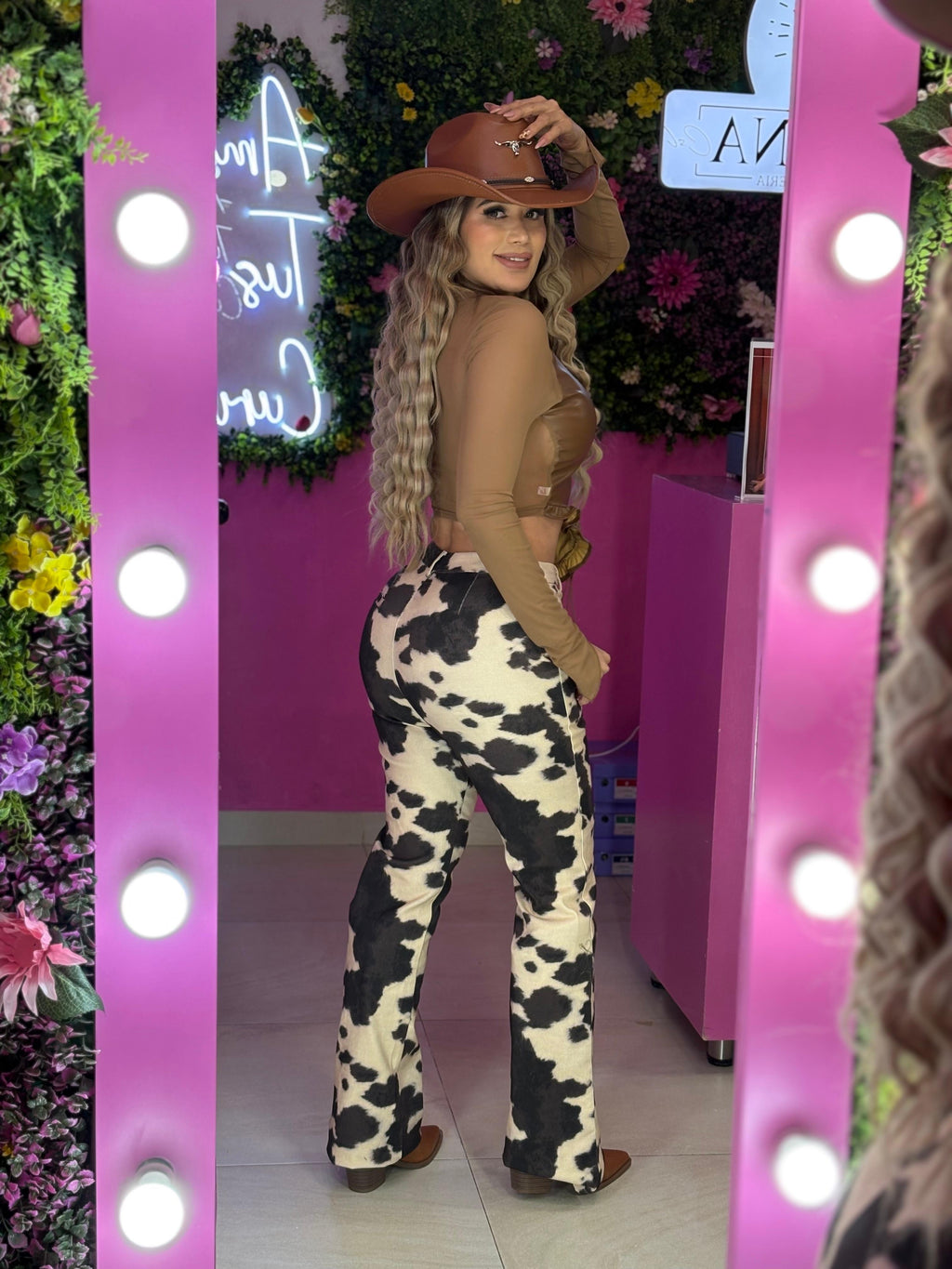 Pantalon estampado de vaca