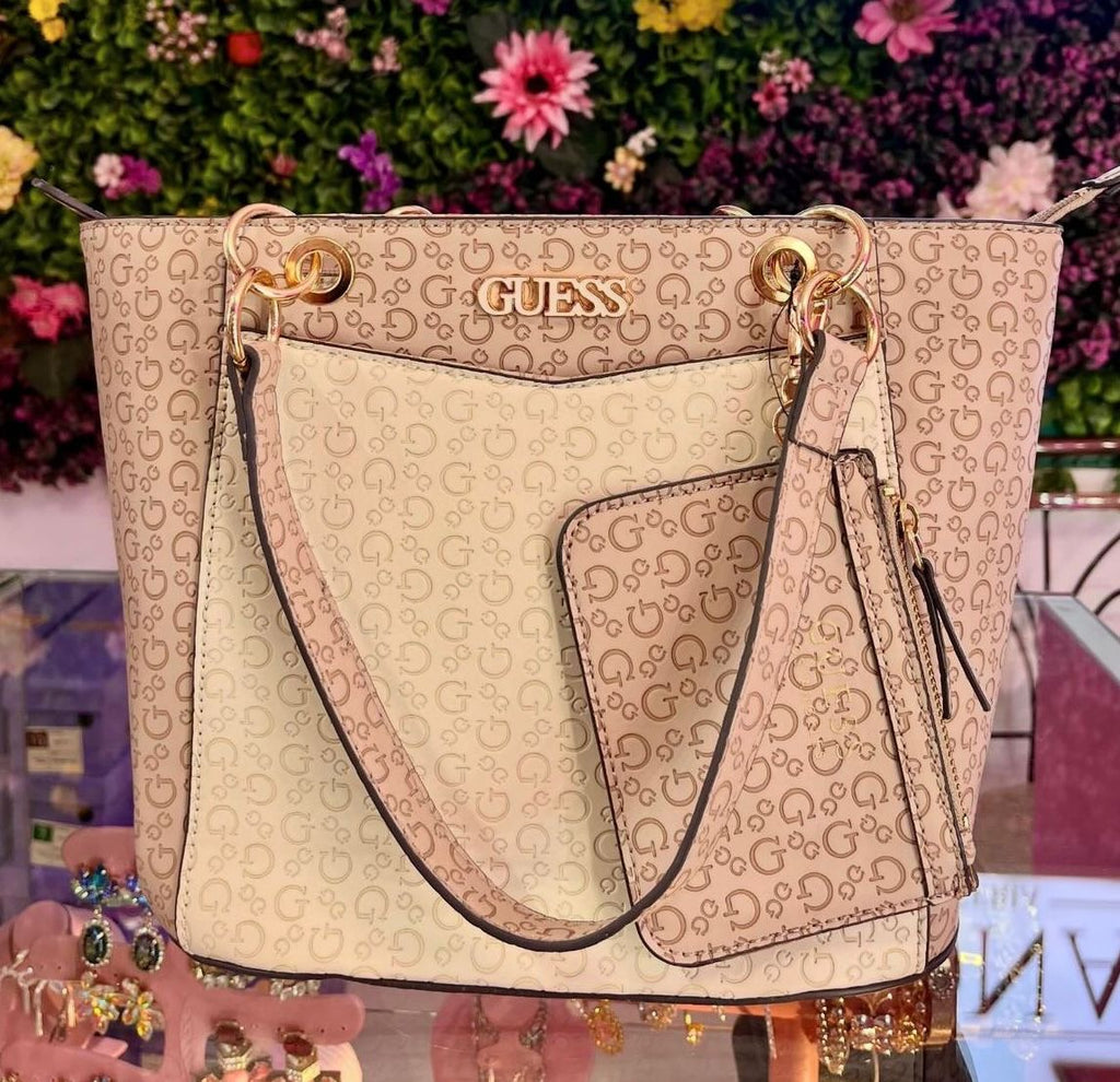 Bolsa GUESS beige grande con monedero
