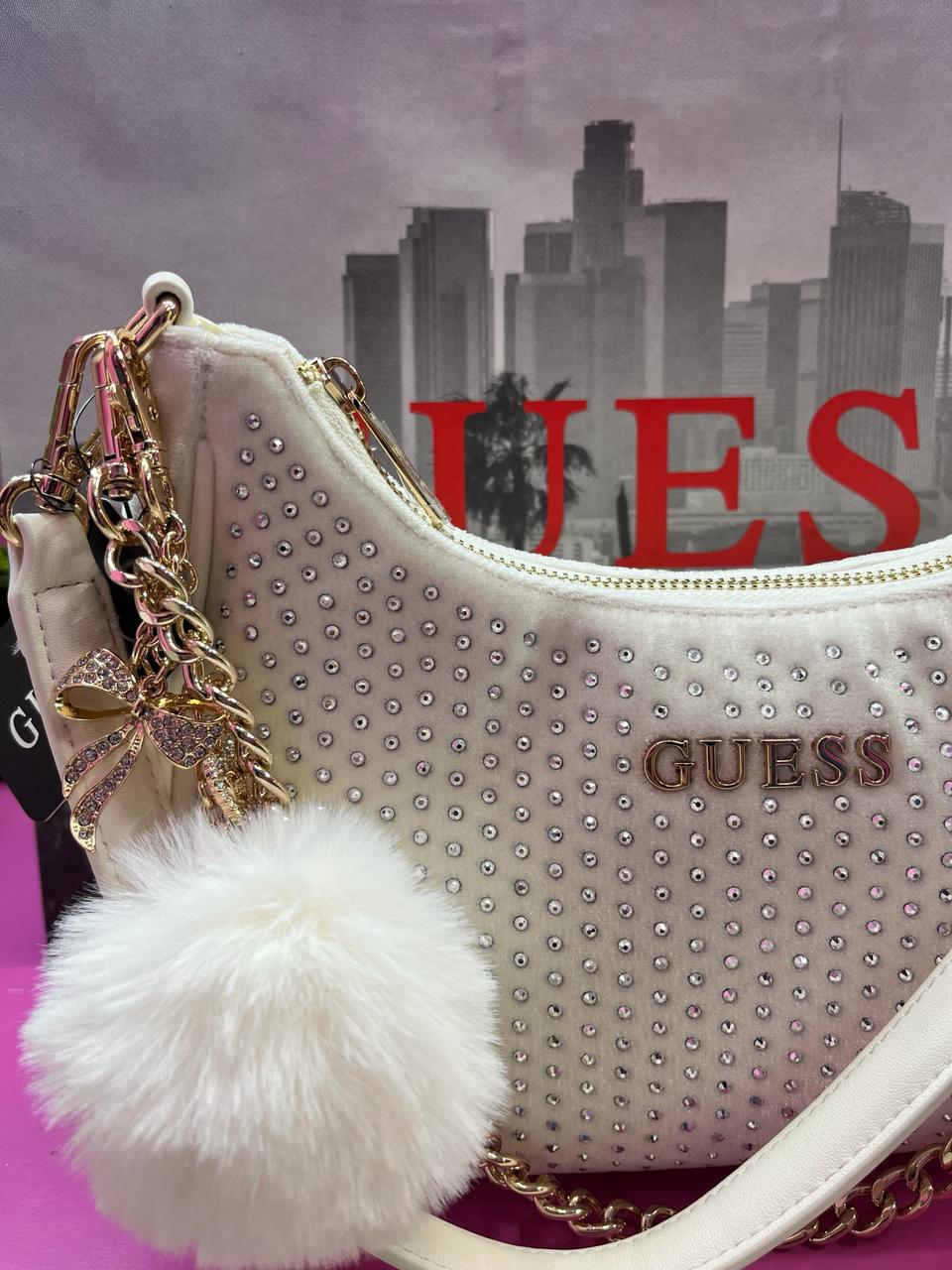 Bolsa blanca guess terciopelo