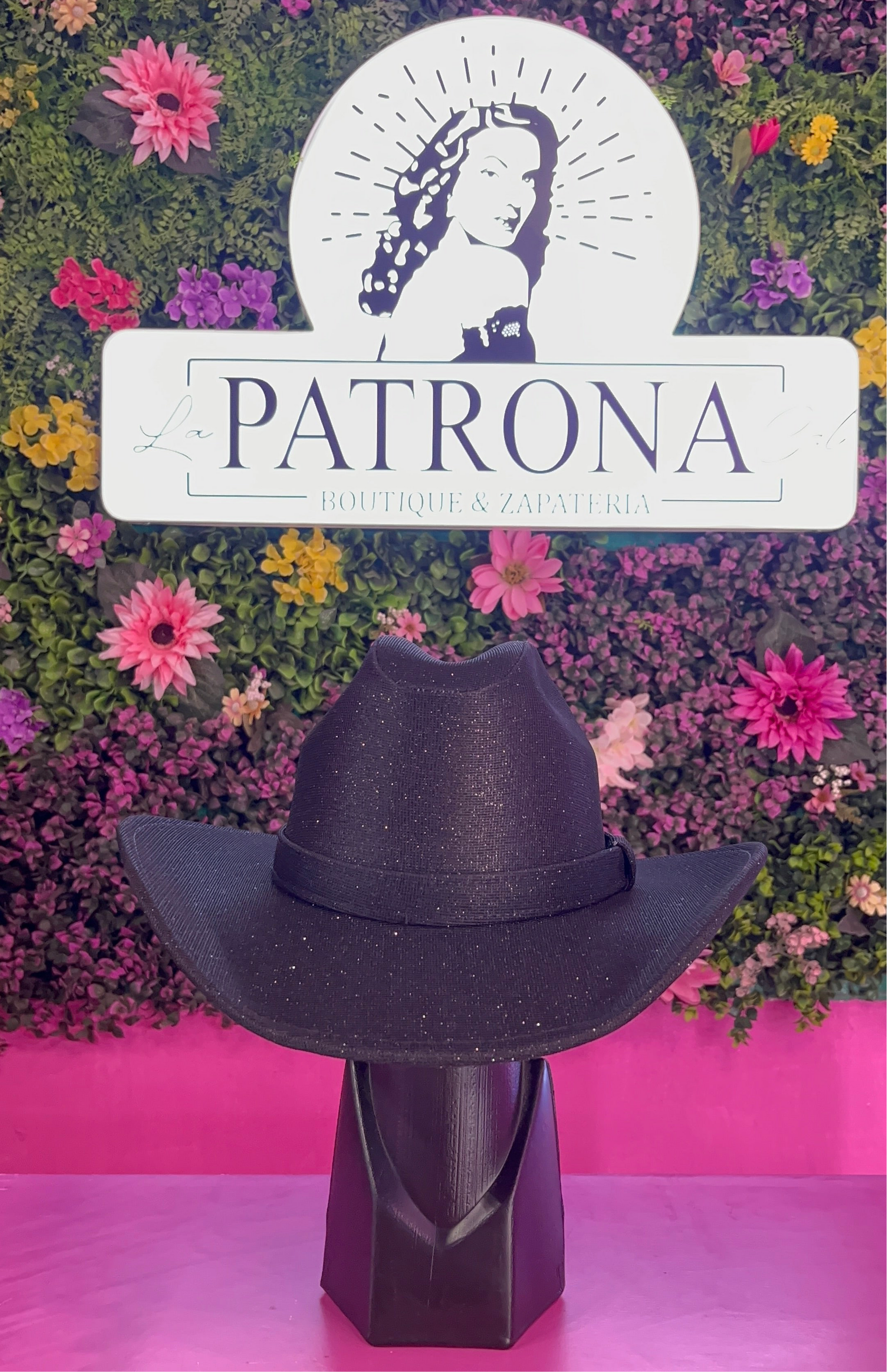 Sombrero negro glitter liso