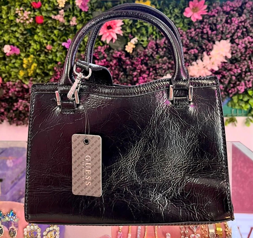 Bolsa GUESS negra con plata