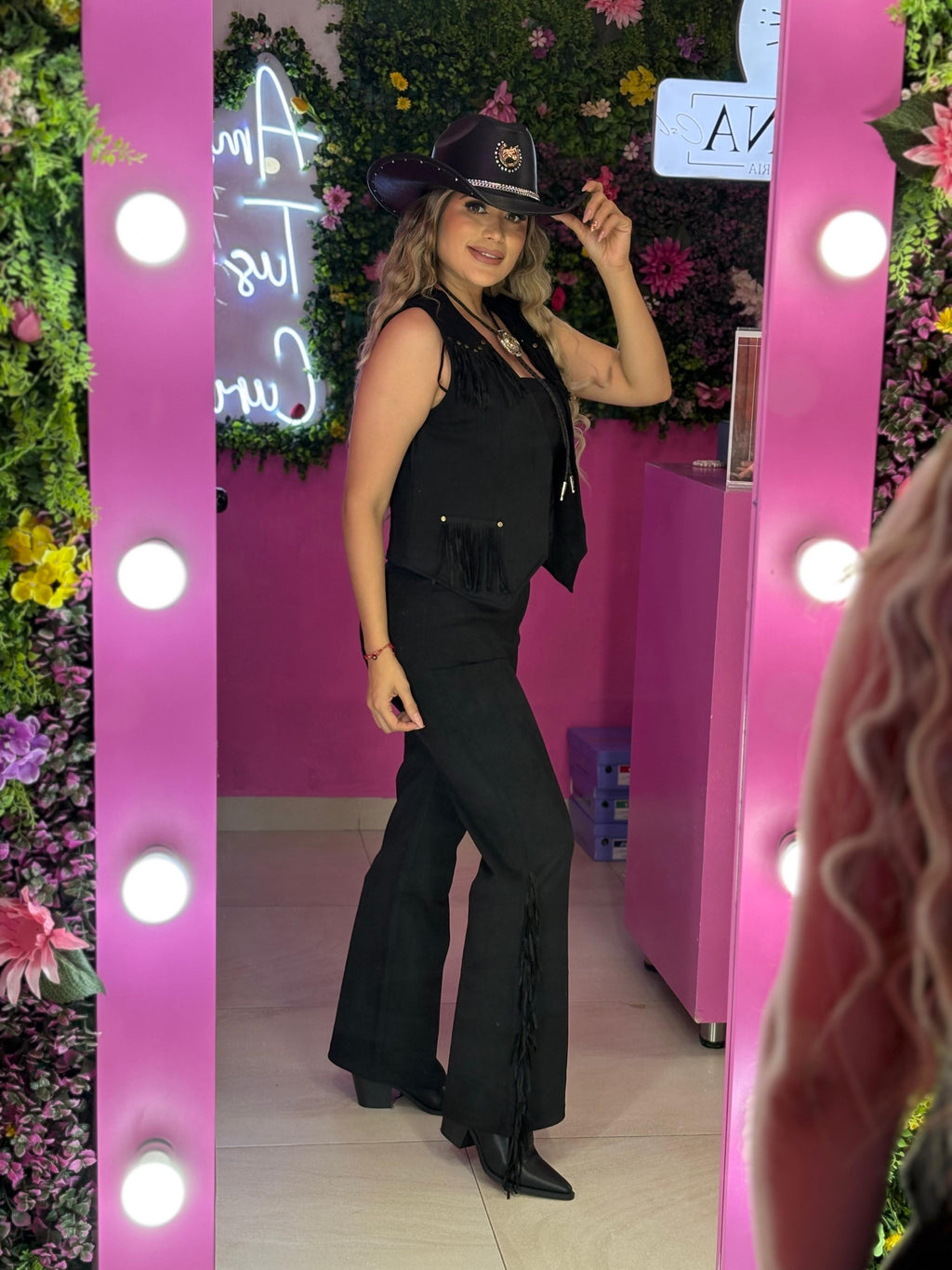 Set negro vaquero gamuza