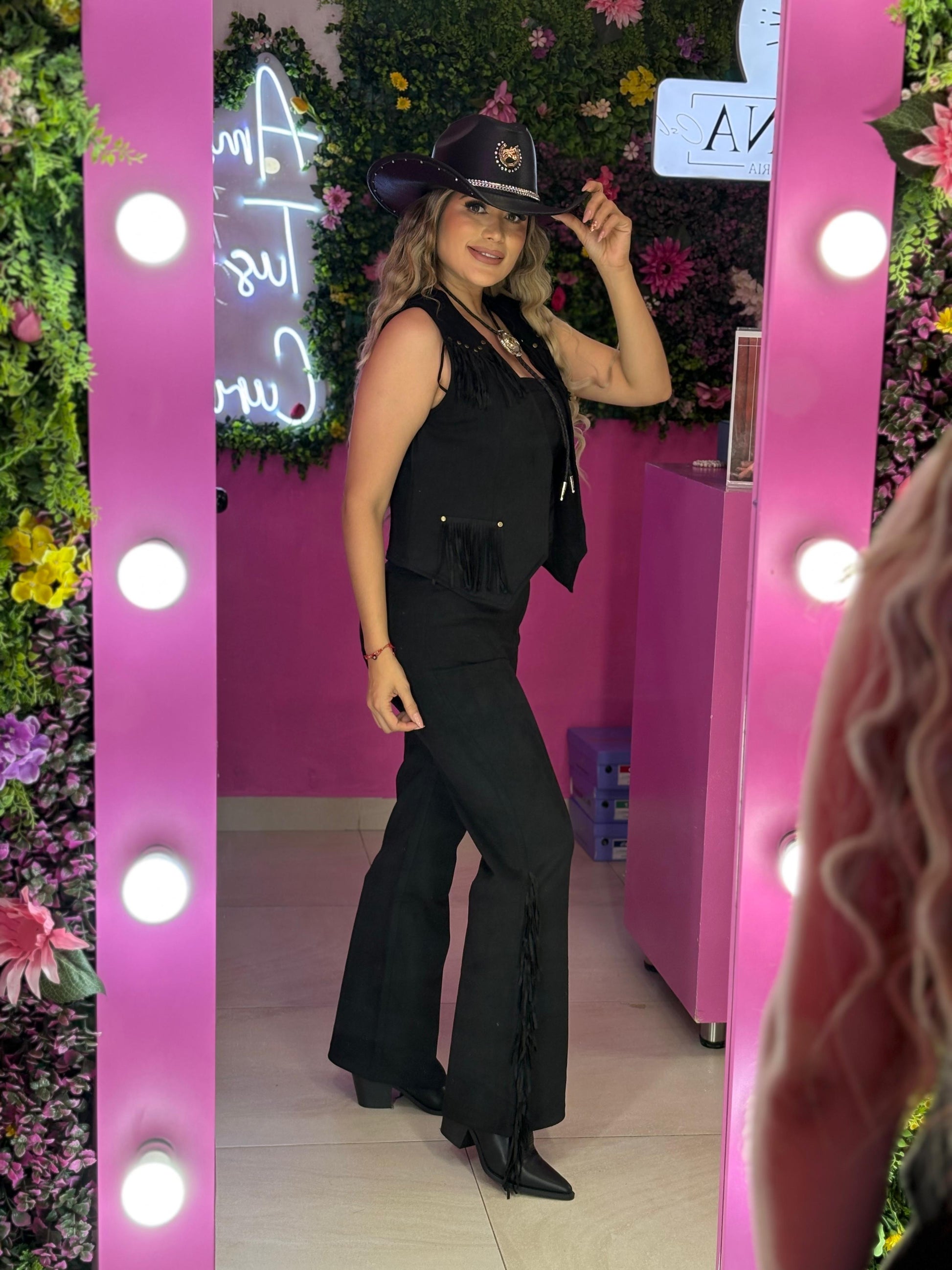 Set negro vaquero gamuza