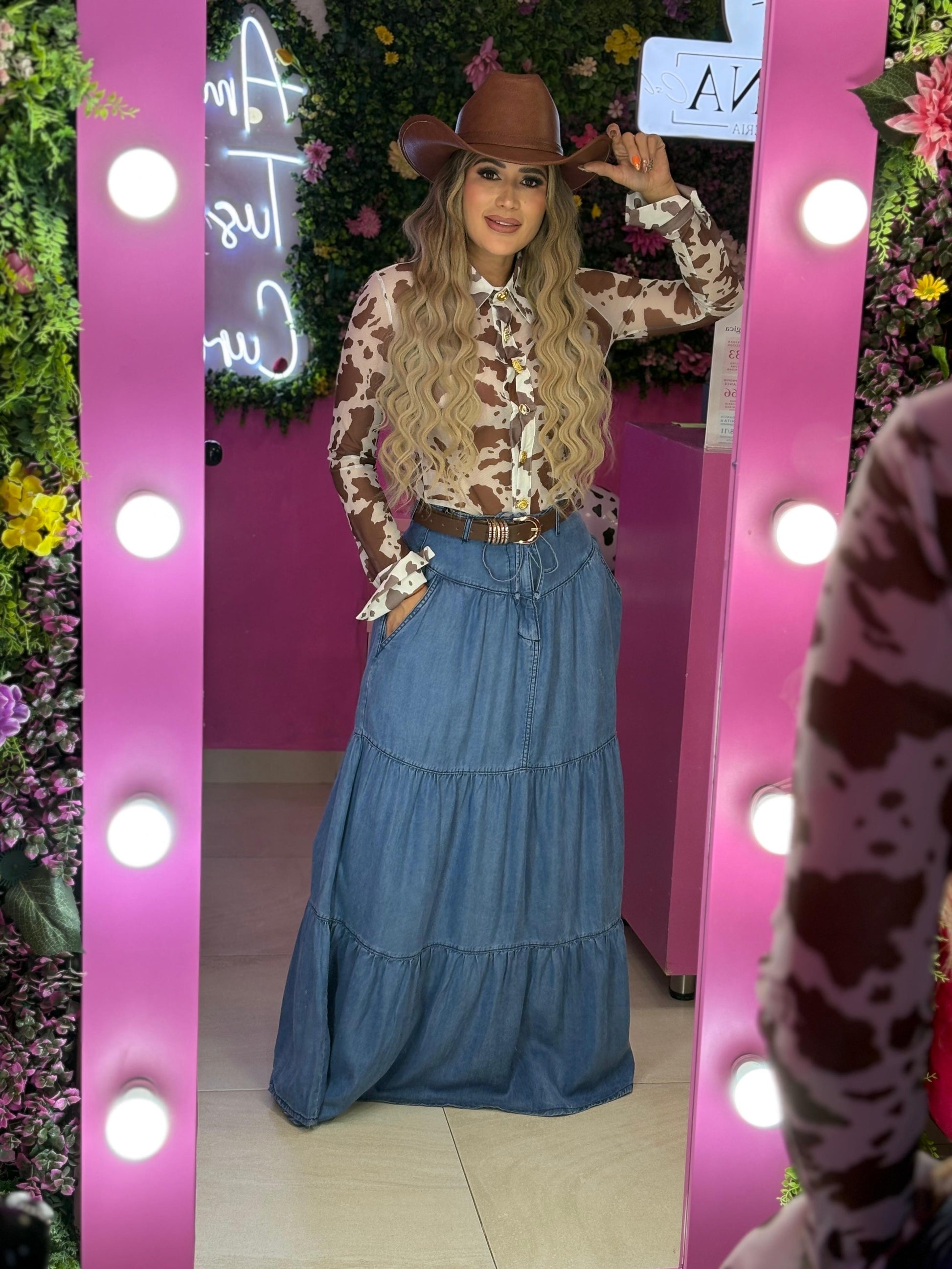 Falda de mezclilla larga