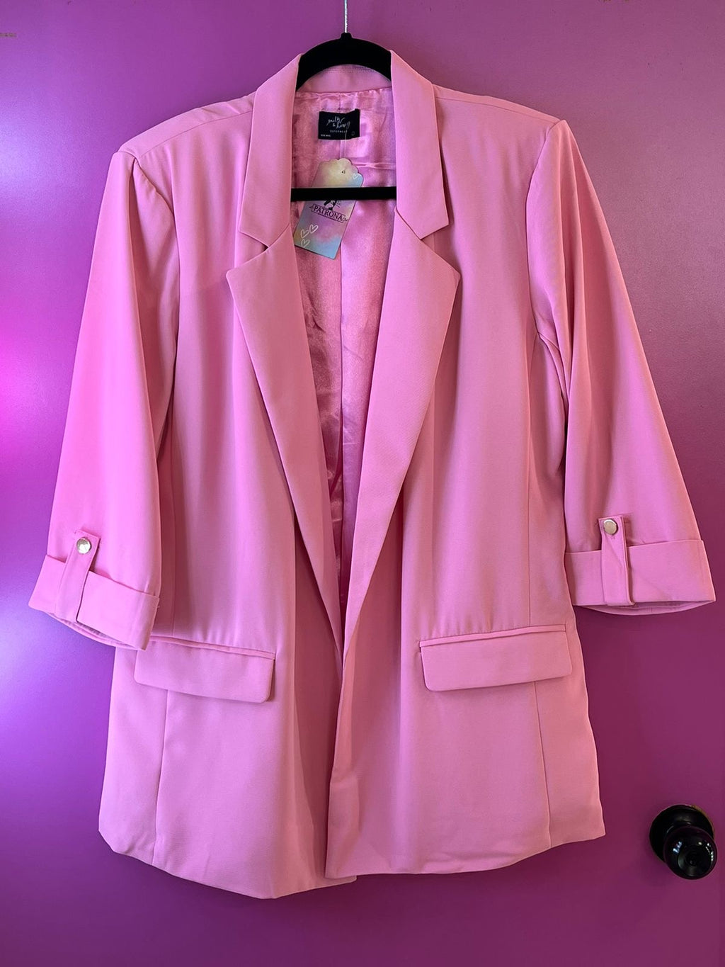 Blazer rosa palo manga tres cuartos