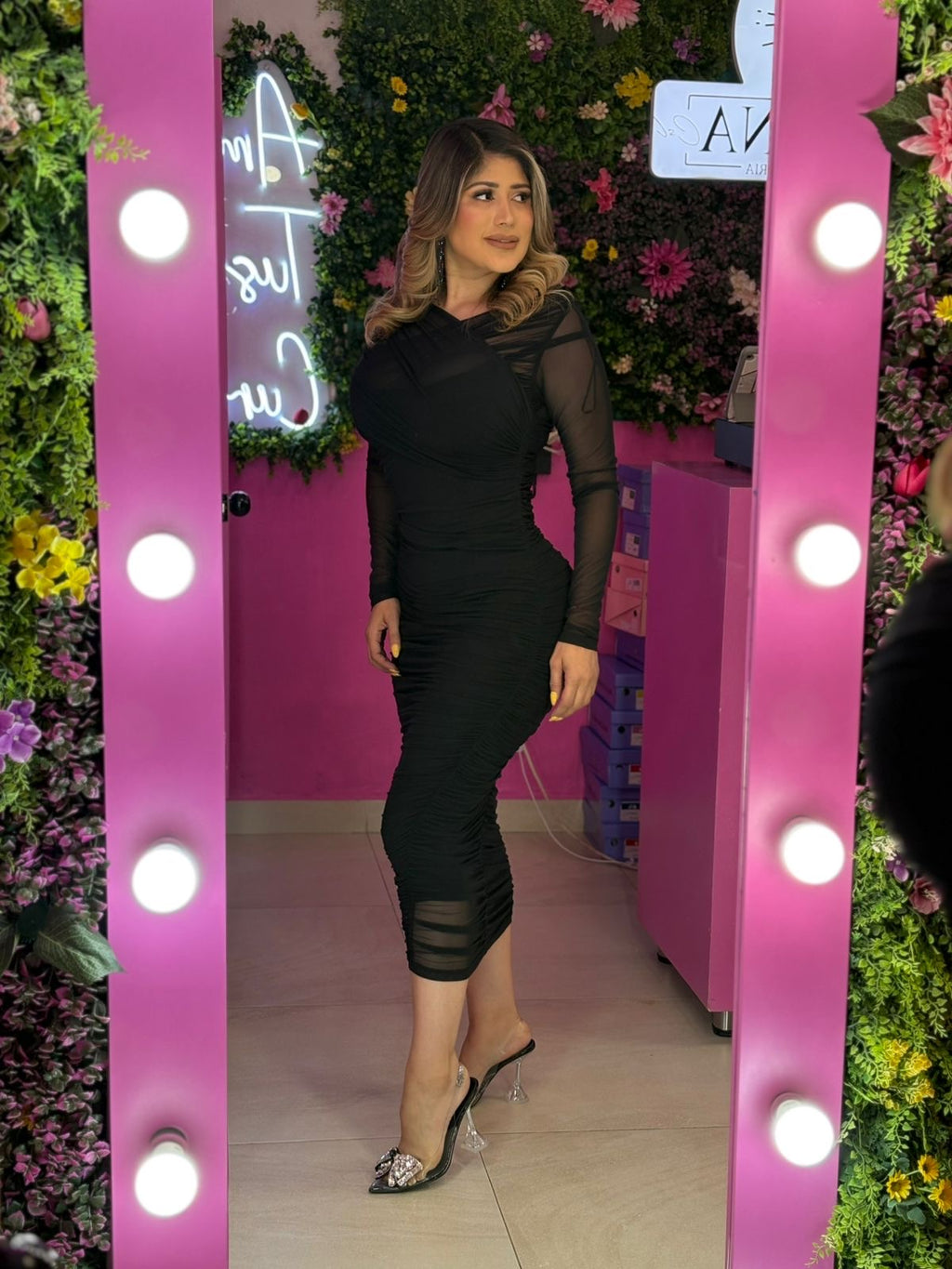 Vestido negro mesh