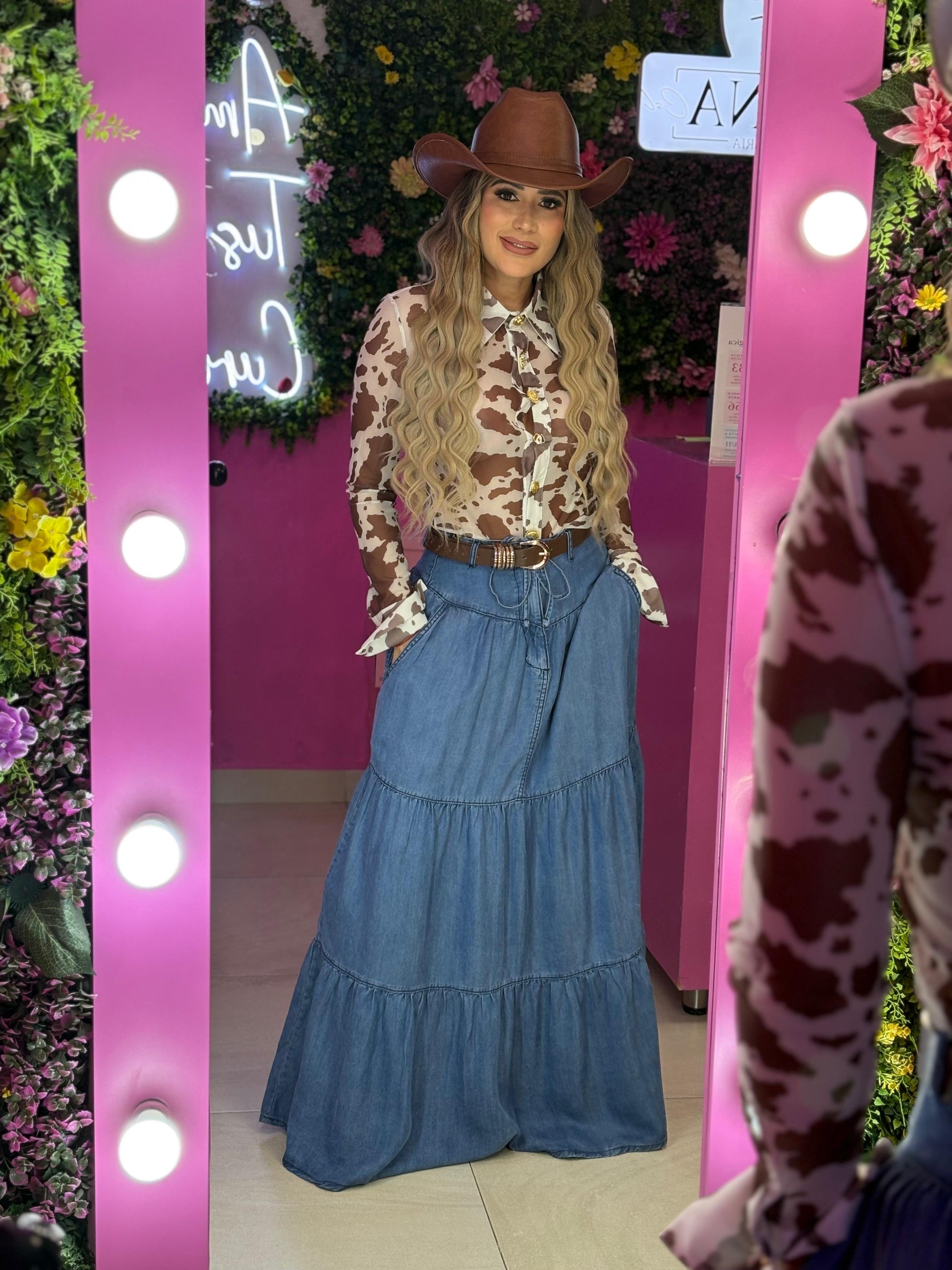 Falda de mezclilla larga