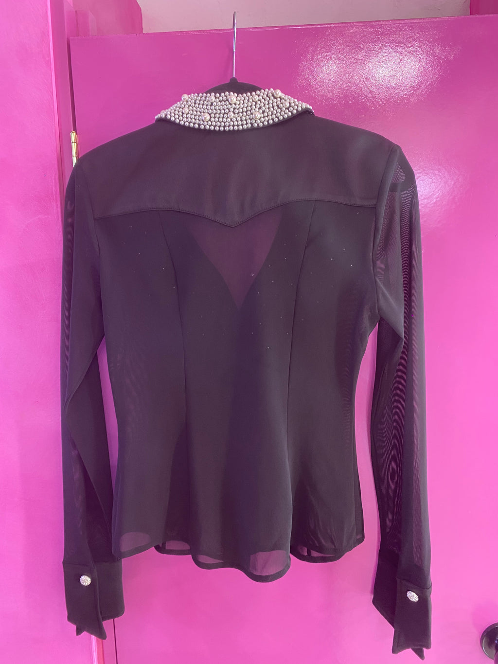 Camisa mesh con Perlas
