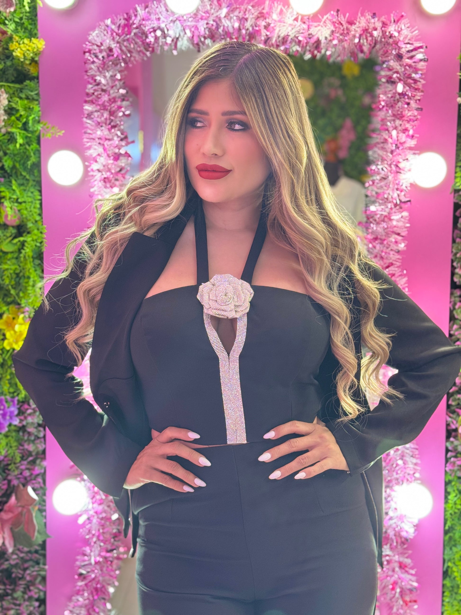 Set negro con brillos